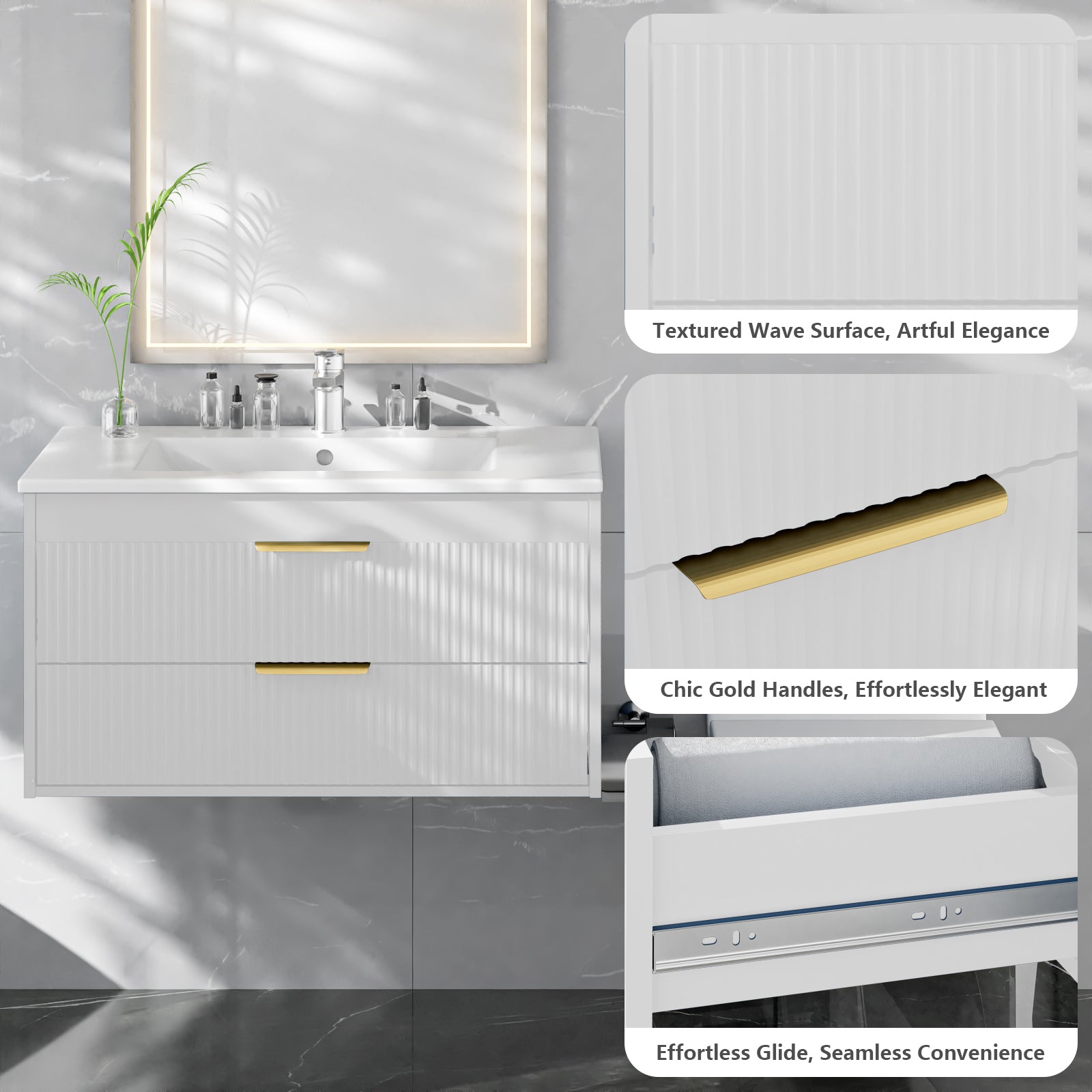 Advwin Bathroom Vanity with Ceramic Sink