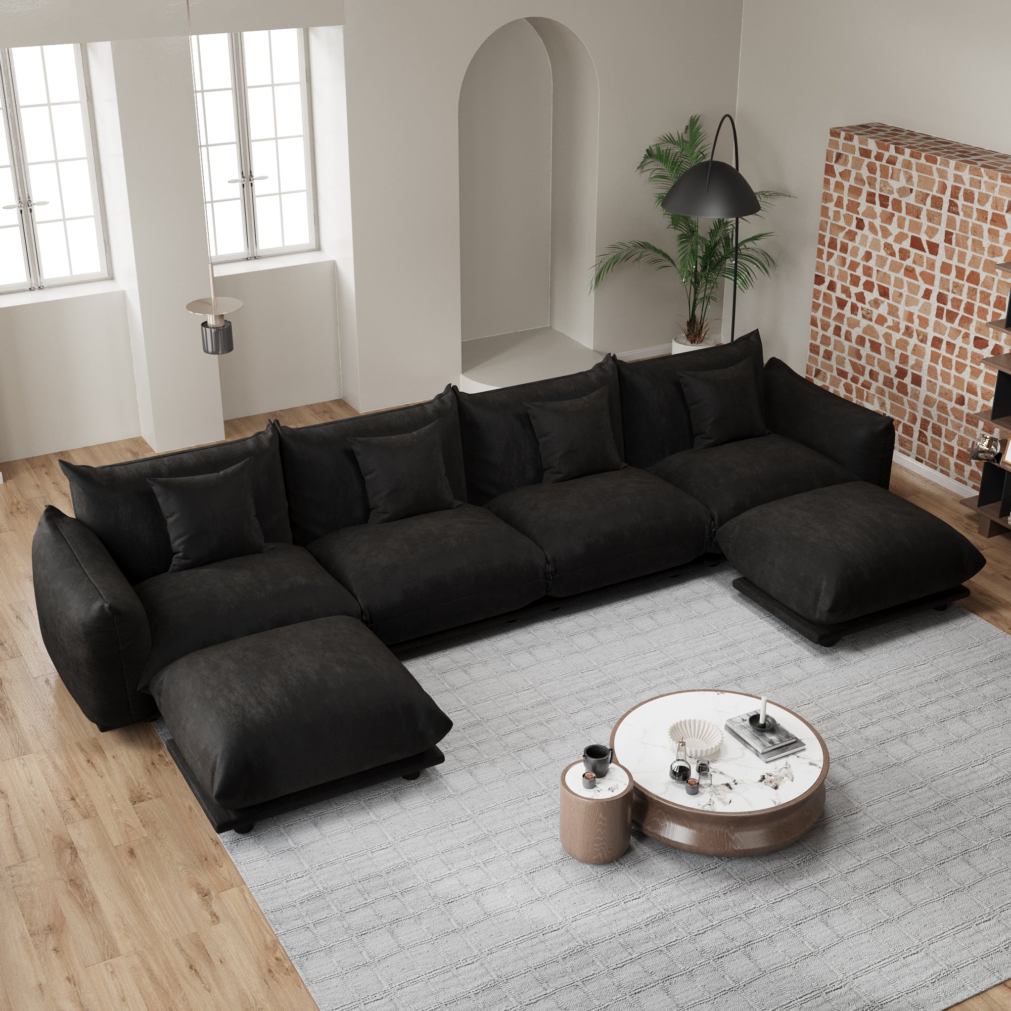 Advwin Modern Minimalist Chenille Modular Sectional Sofa