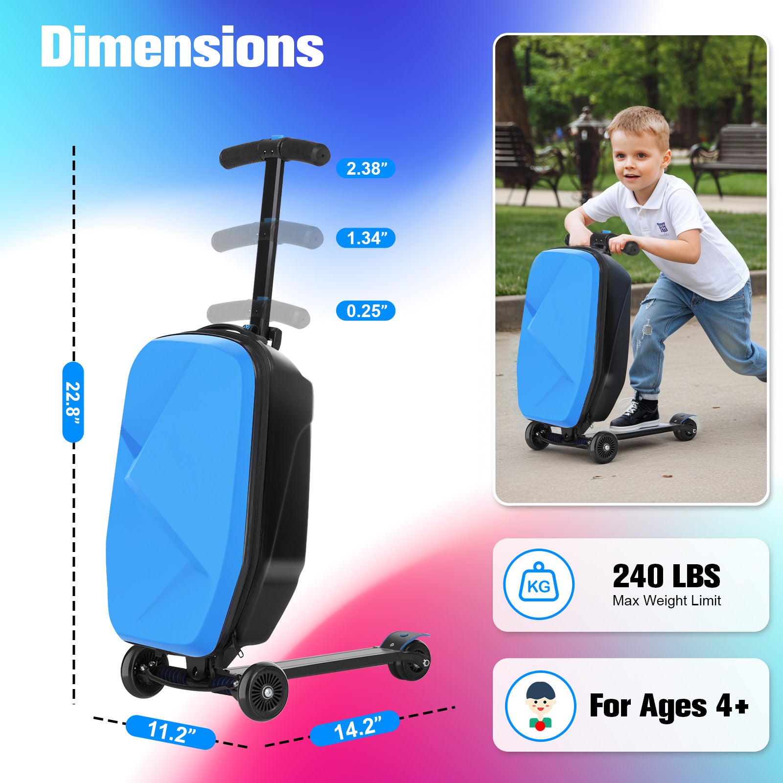 Advwin Foldable Hardshell Scooter Suitcase