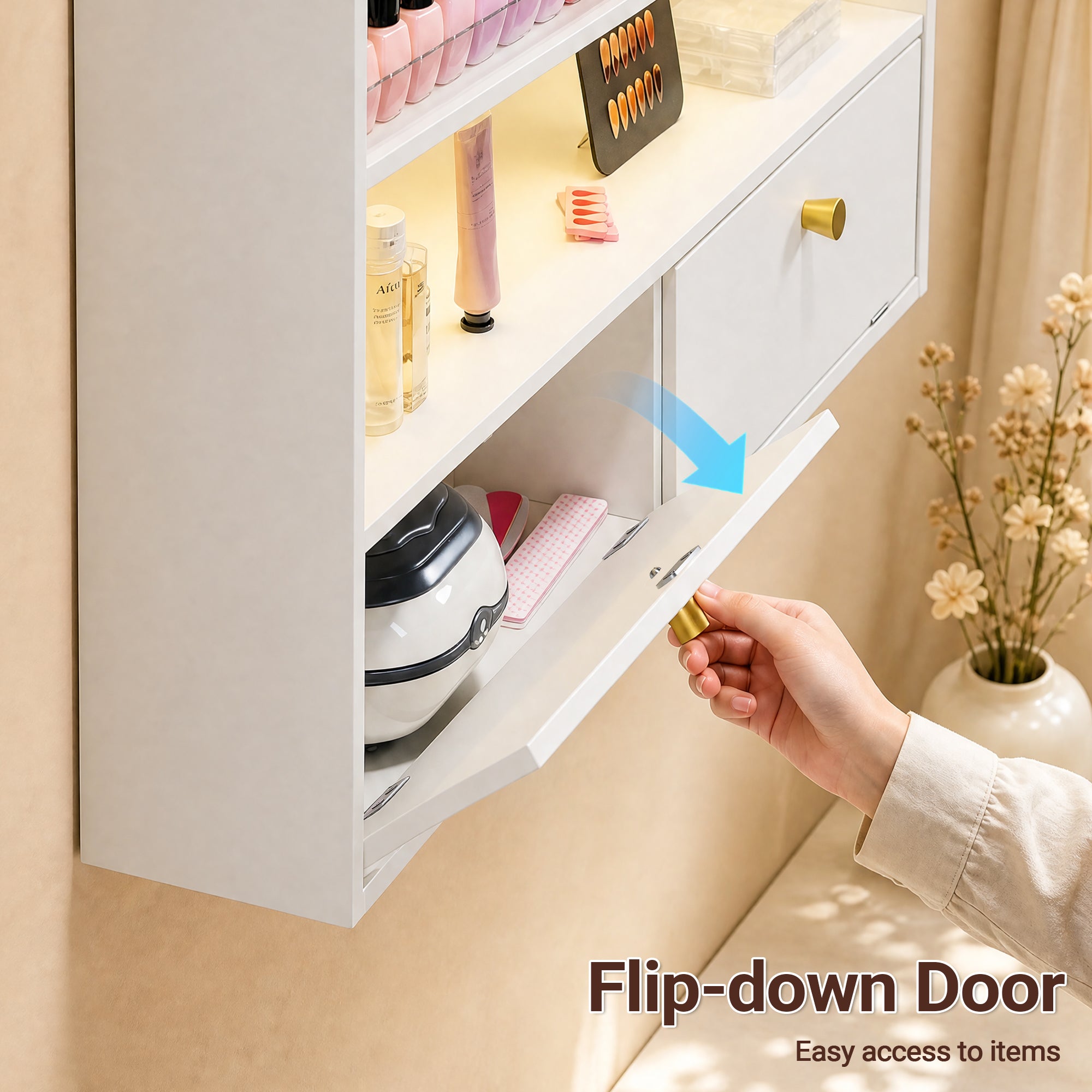 Advwin 5-Tier Nail Polish Display Shelf w/ Drawer