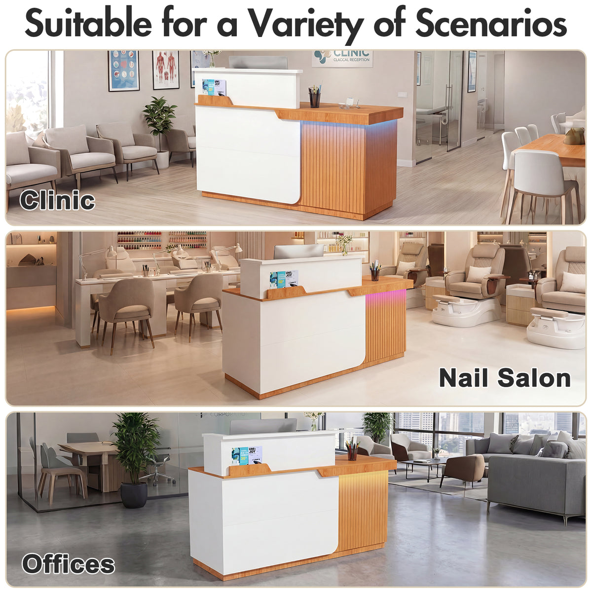 Advwin Modern Reception Desk with LED