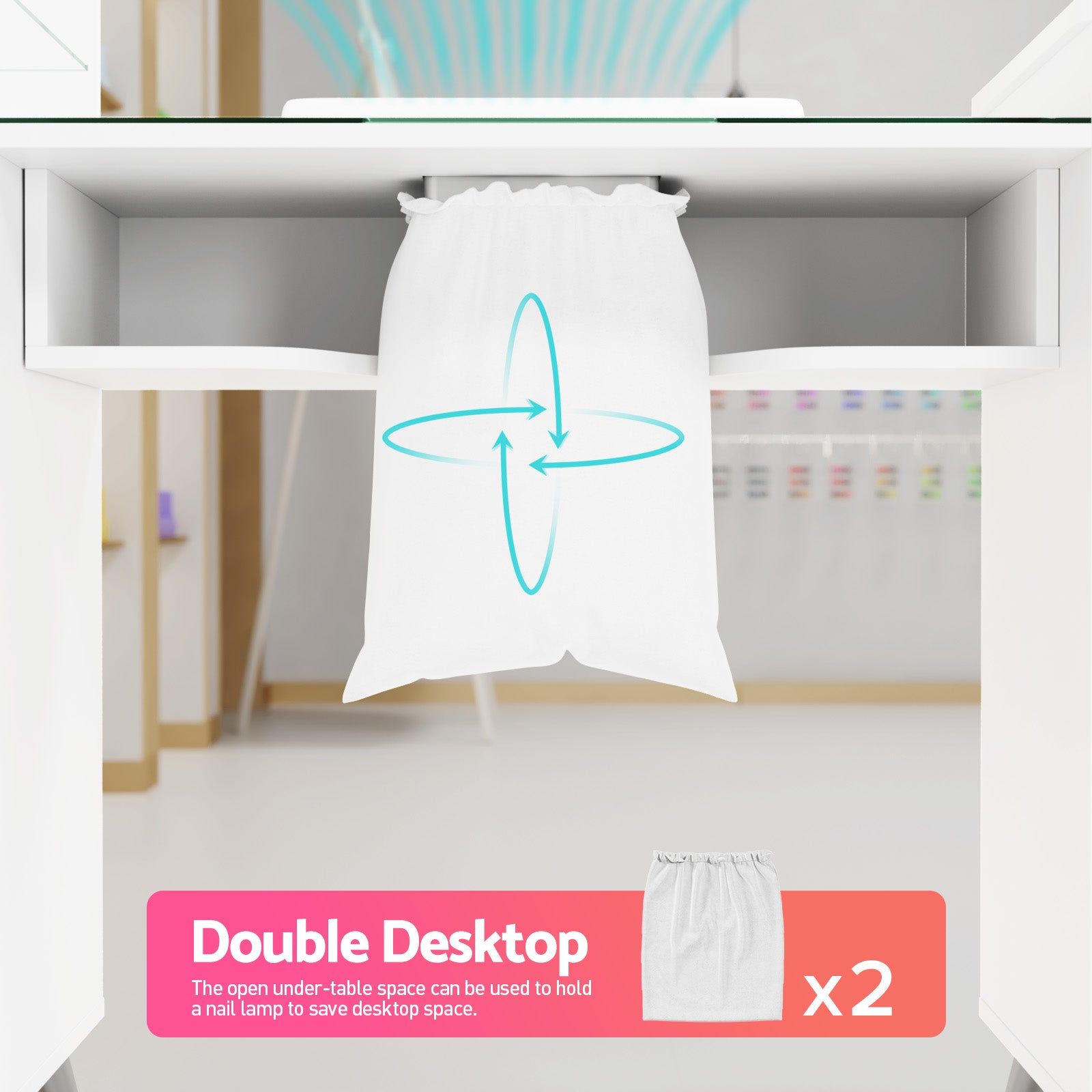 Advwin Glass Table Top Nail Desk w/ Dust Collector