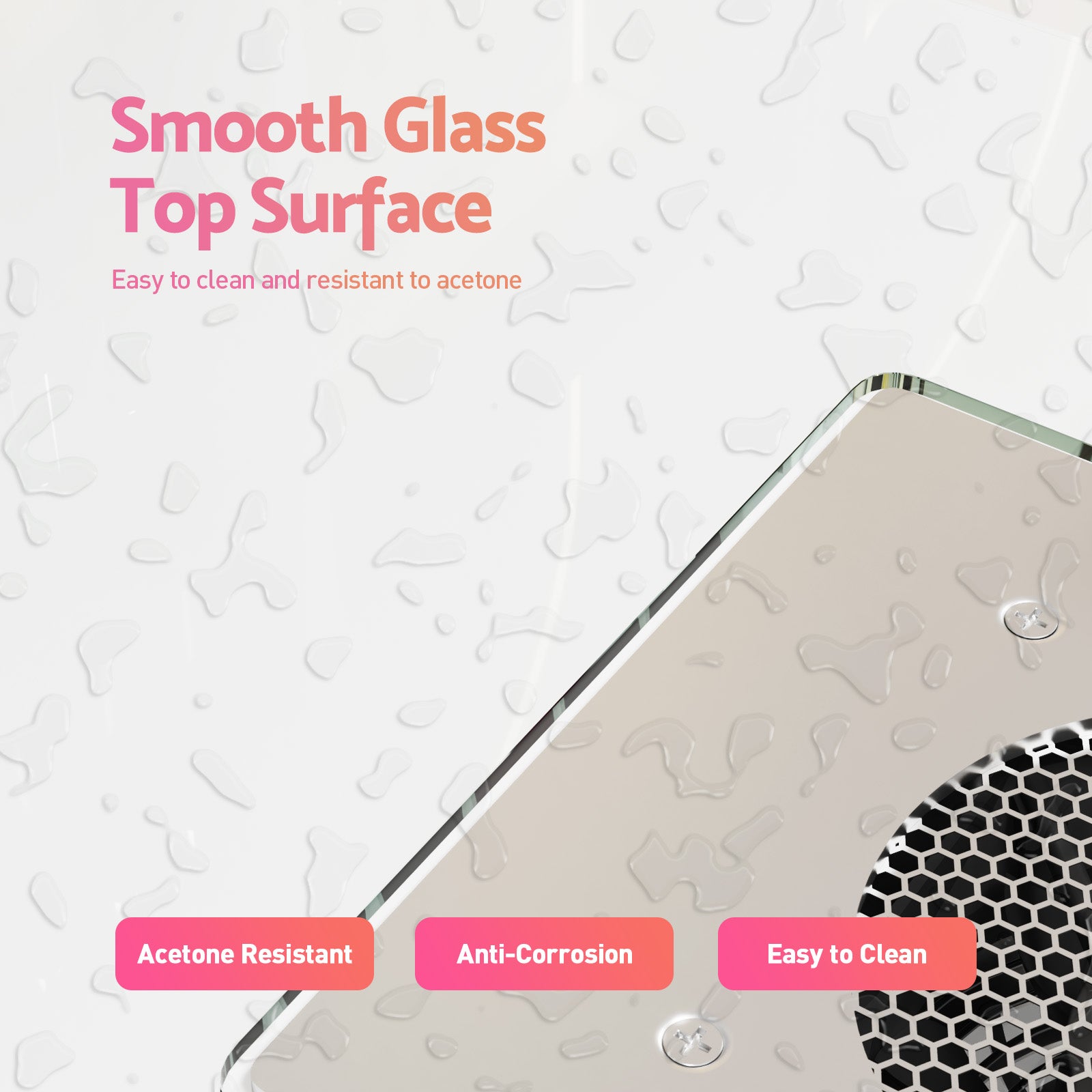 Advwin Glass Table Top Nail Desk w/ Dust Collector