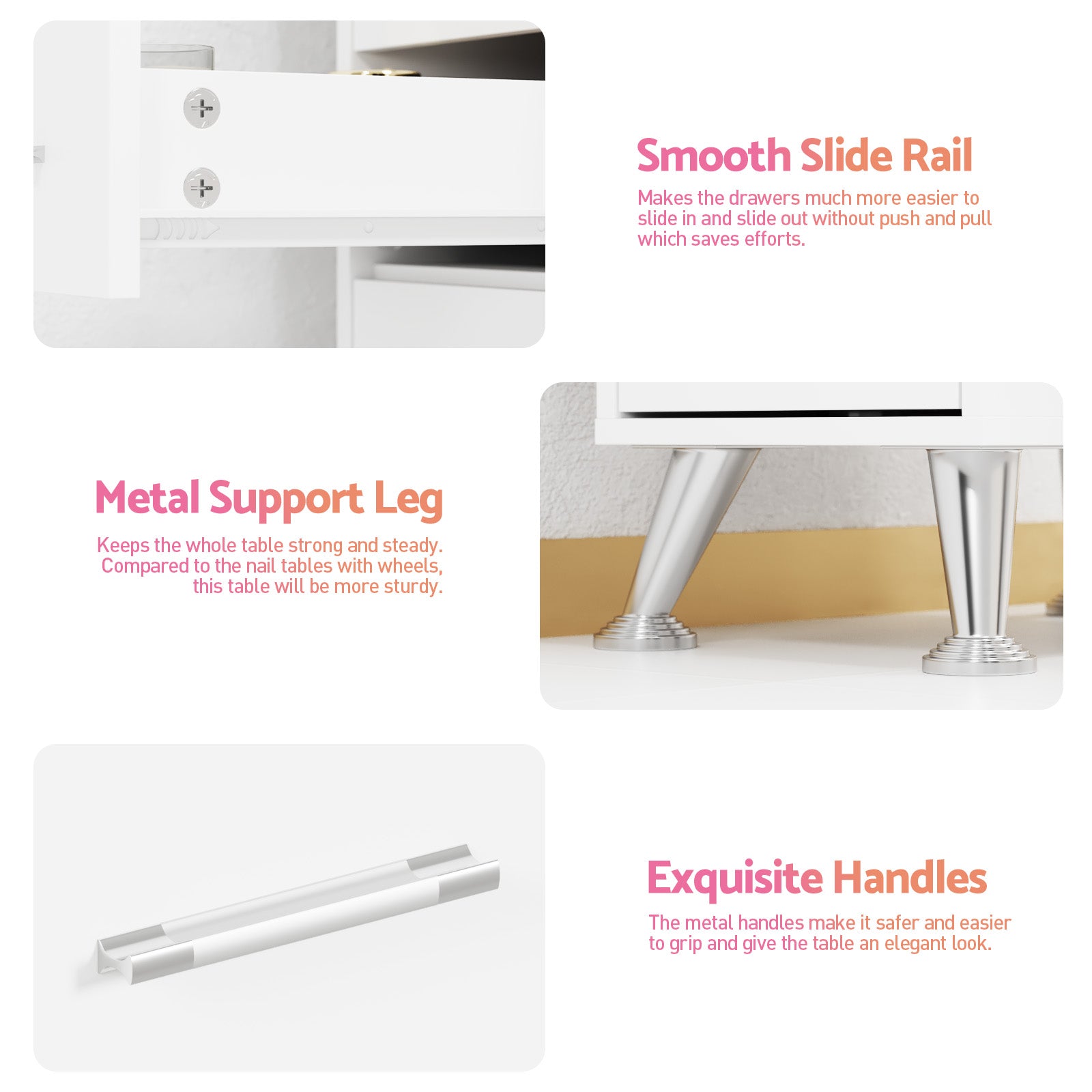 Advwin Glass Table Top Nail Desk w/ Dust Collector