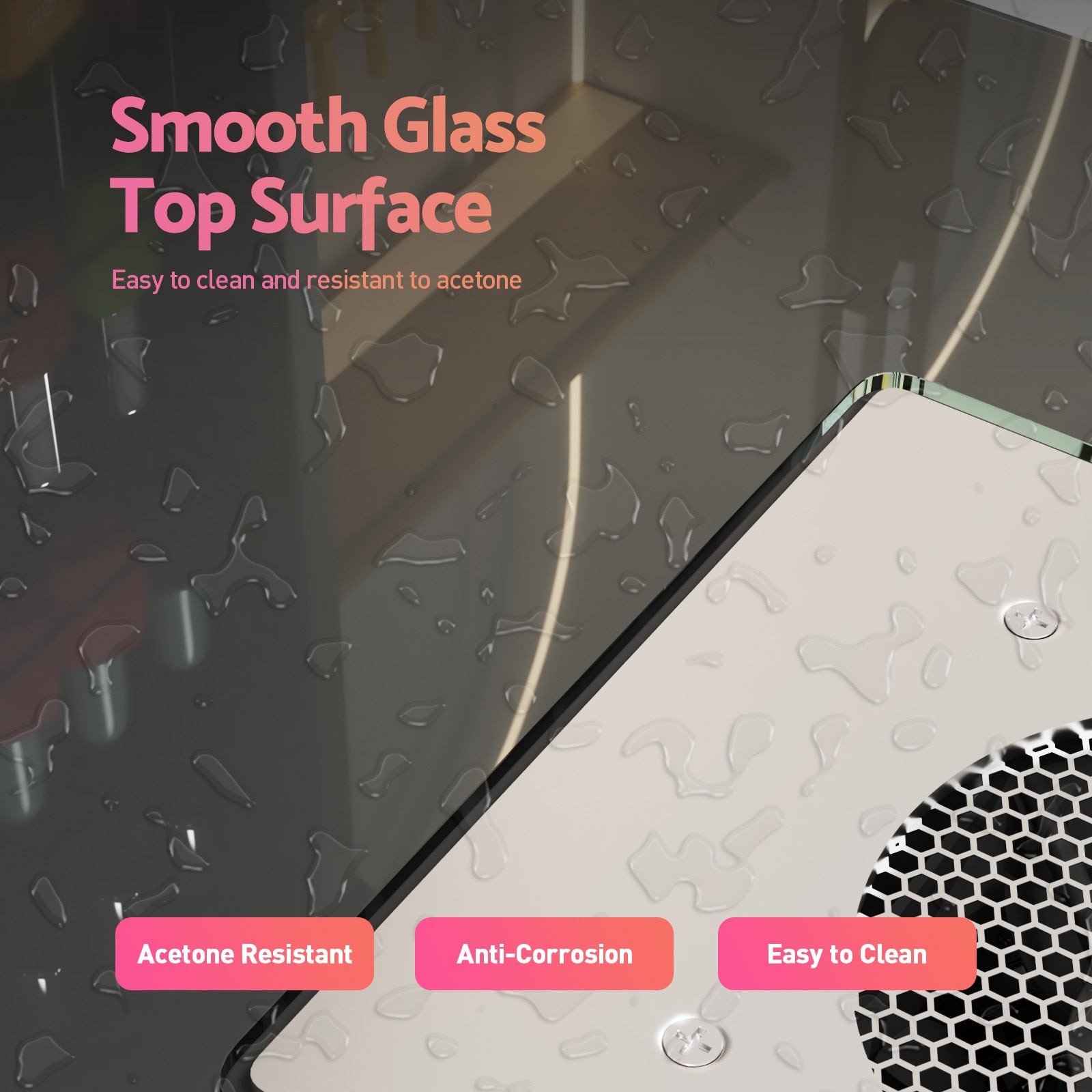 Advwin Glass Table Top Nail Desk w/ Dust Collector