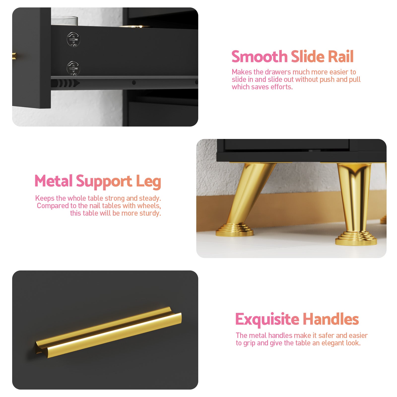 Advwin Glass Table Top Nail Desk w/ Dust Collector