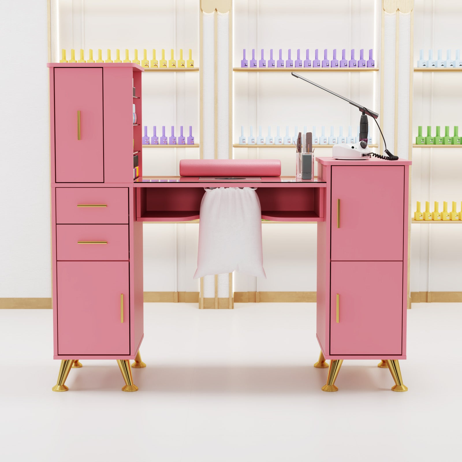 Advwin Glass Table Top Nail Desk w/ Dust Collector