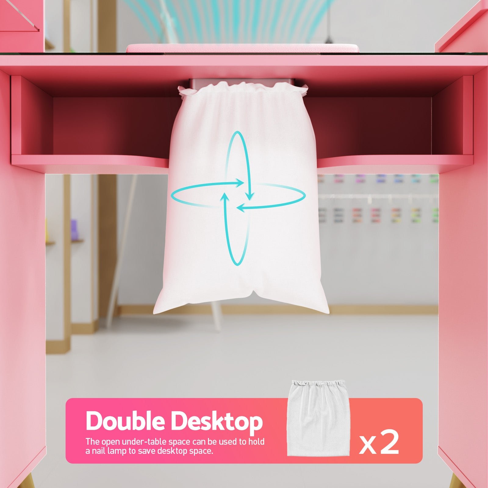 Advwin Glass Table Top Nail Desk w/ Dust Collector