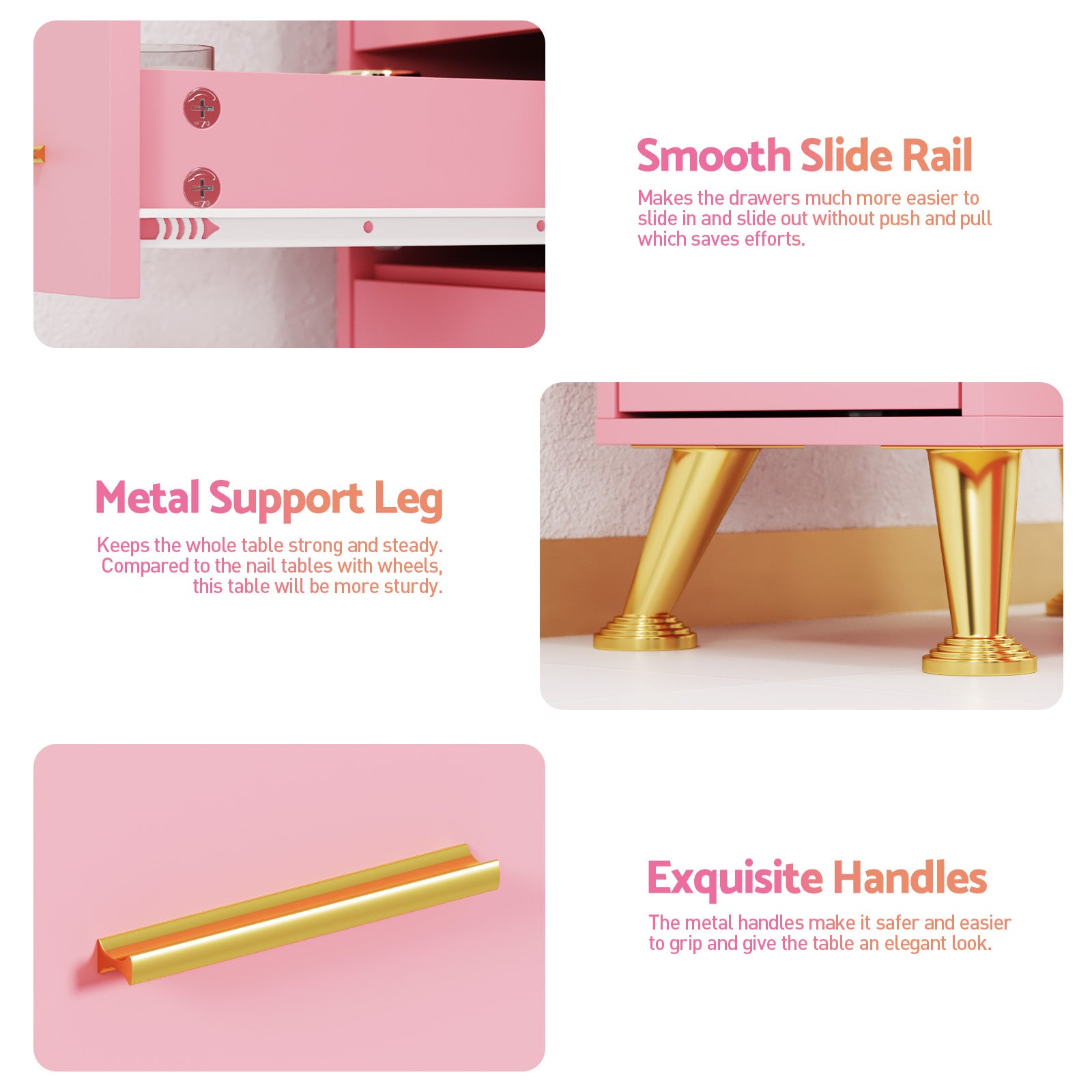 Advwin Glass Table Top Nail Desk w/ Dust Collector