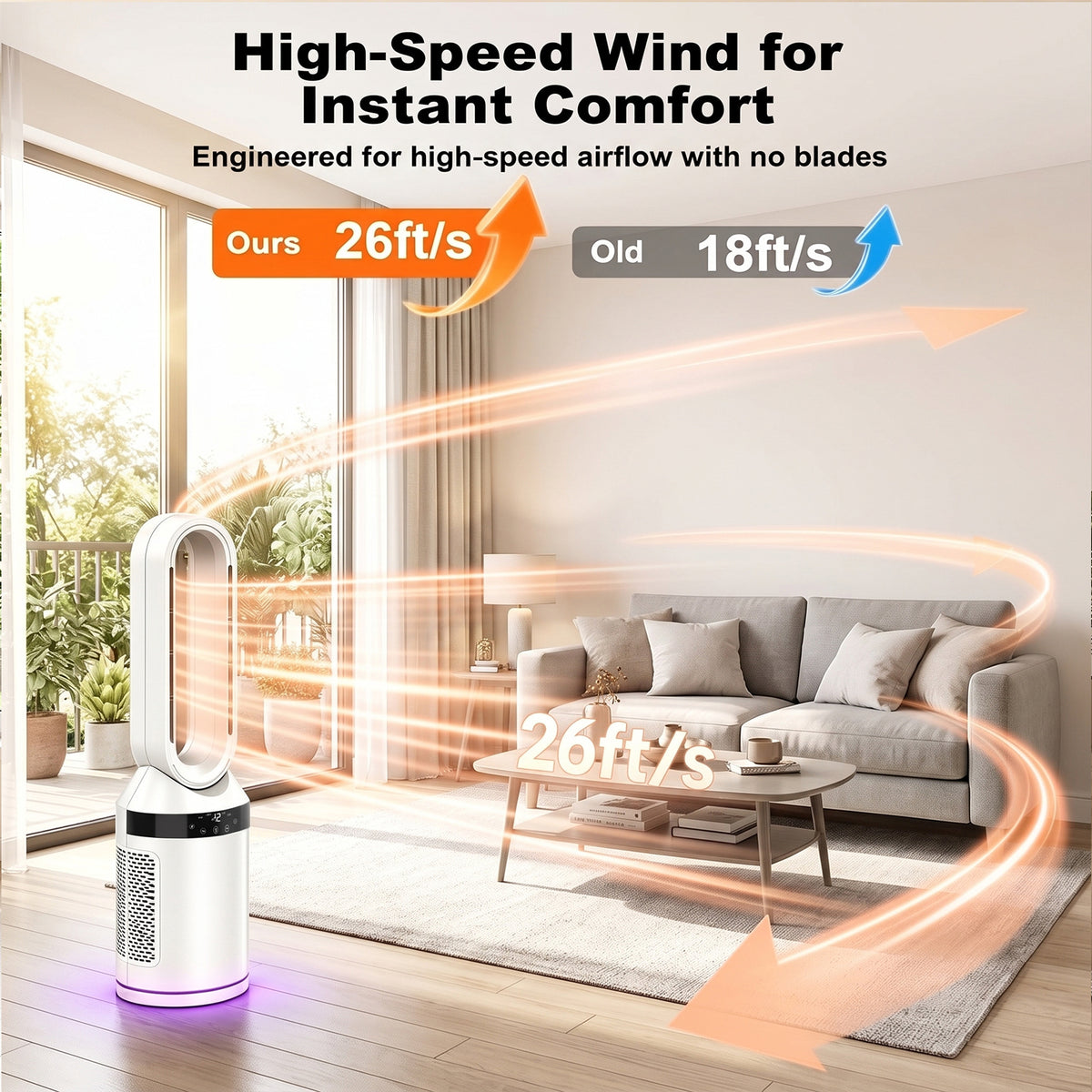 Advwin 32” Bladeless Tower Fan and Heater Combo