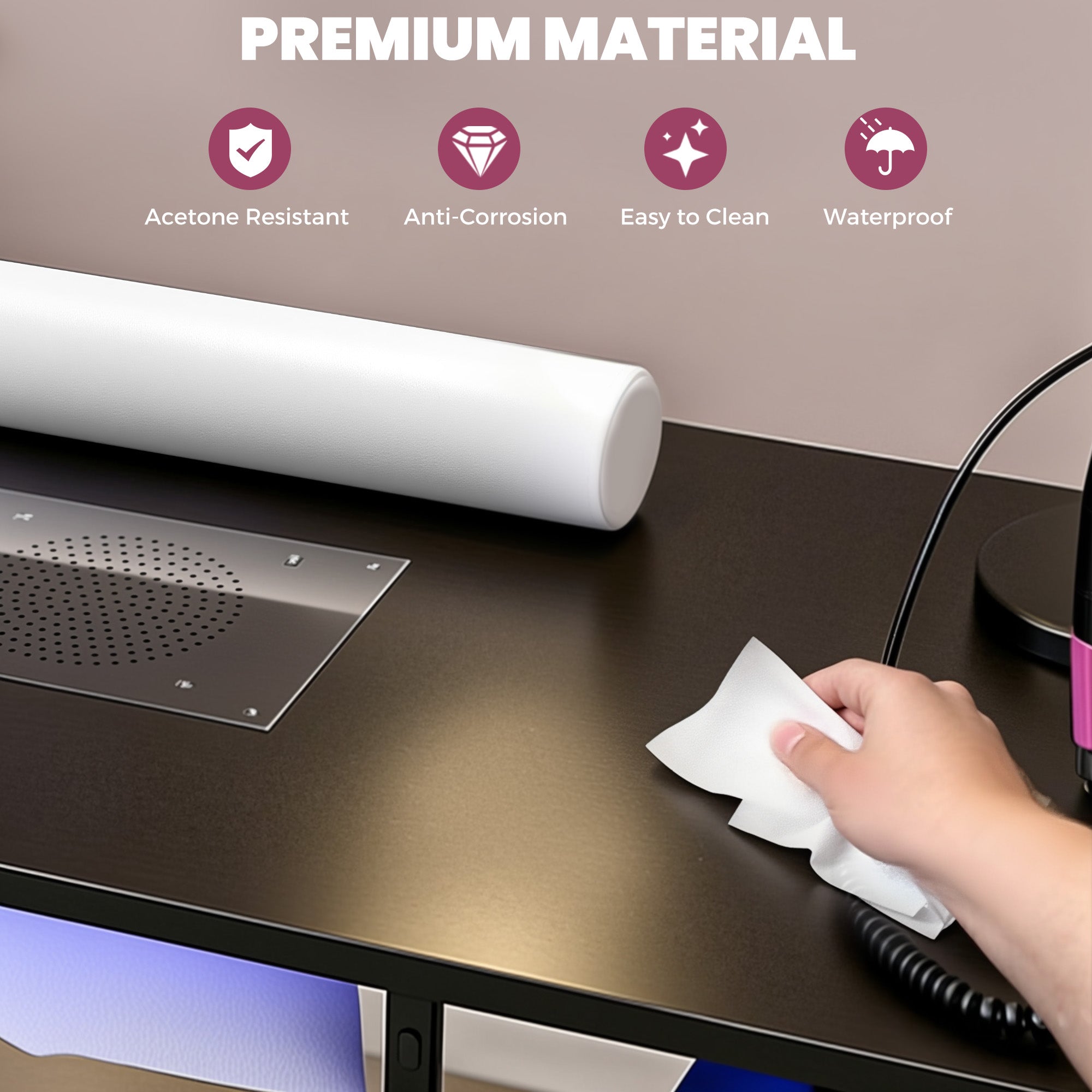 Advwin Nail Table w/ Dust Collector & Lockable Wheels