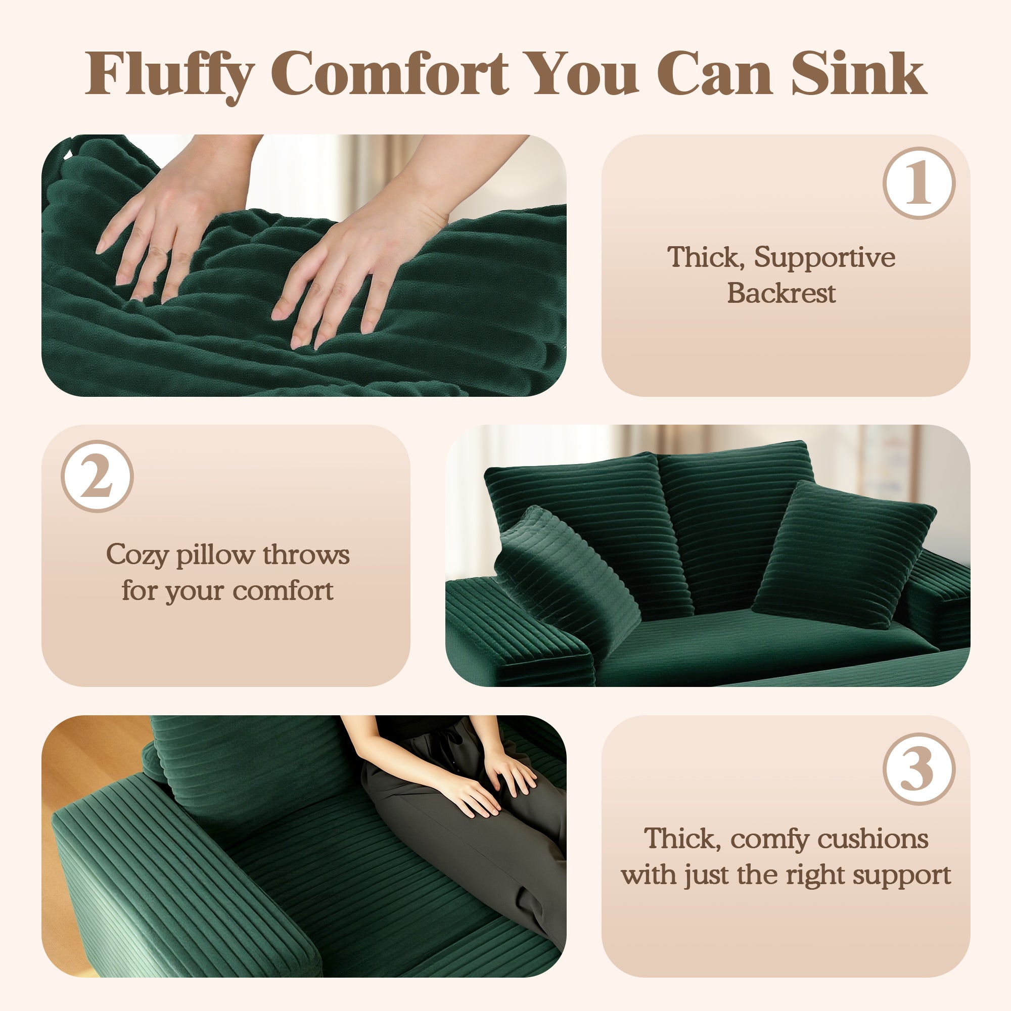 Advwin Chaise Lounge with Storage Ottoman Wide-Rib