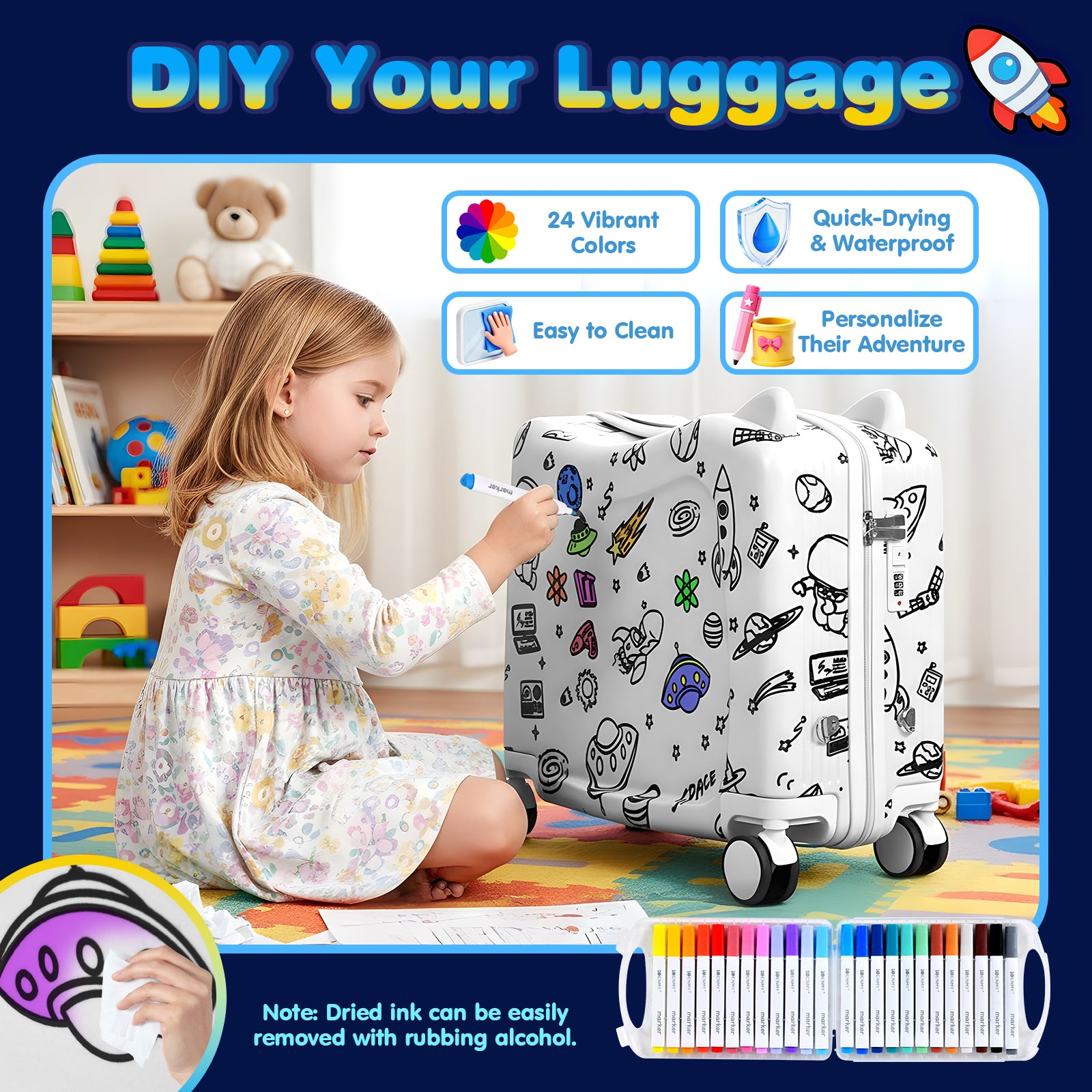Advwin Kids Ride-On Suitcase DIY Coloring Design