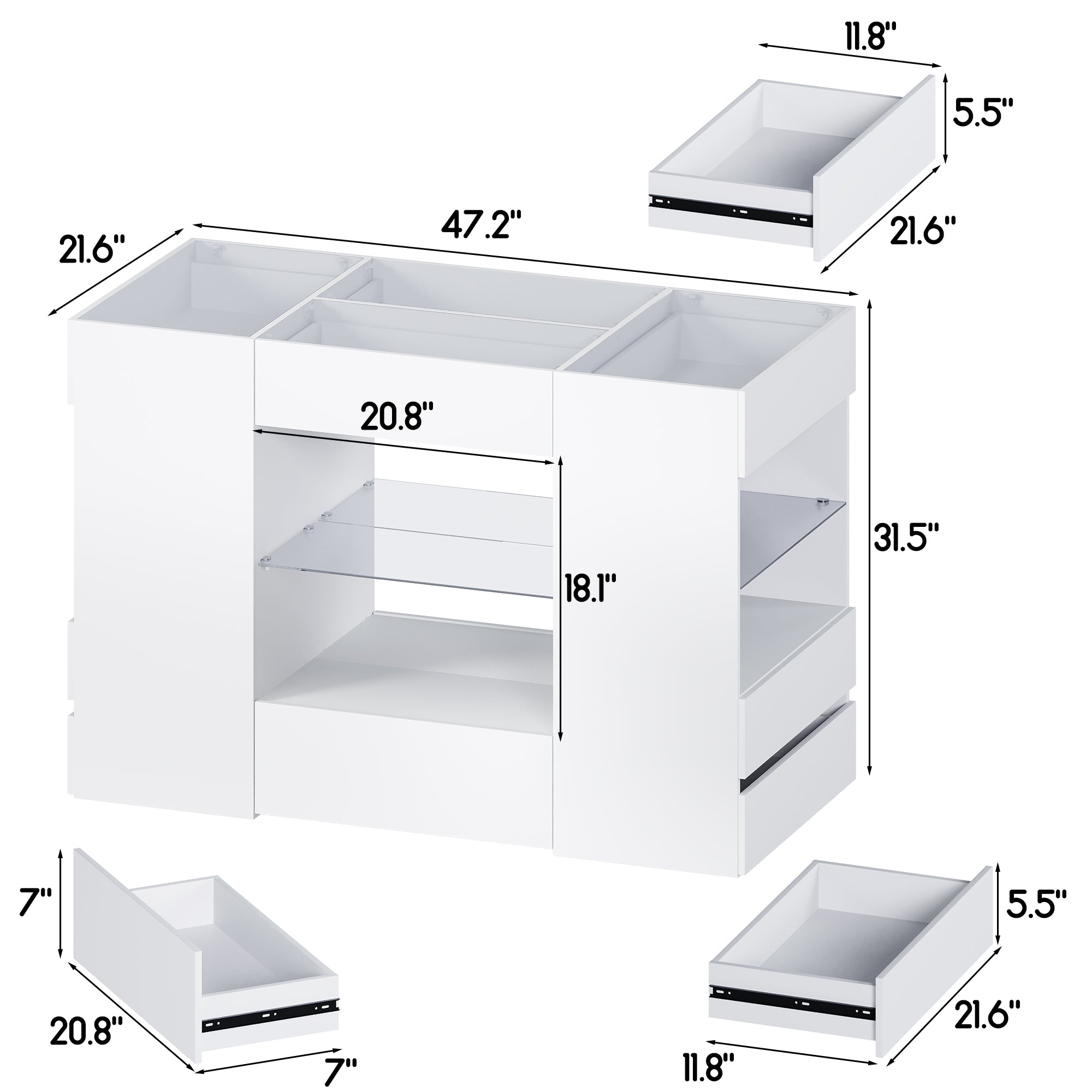 Advwin Modern Closet Island with 10 Drawers
