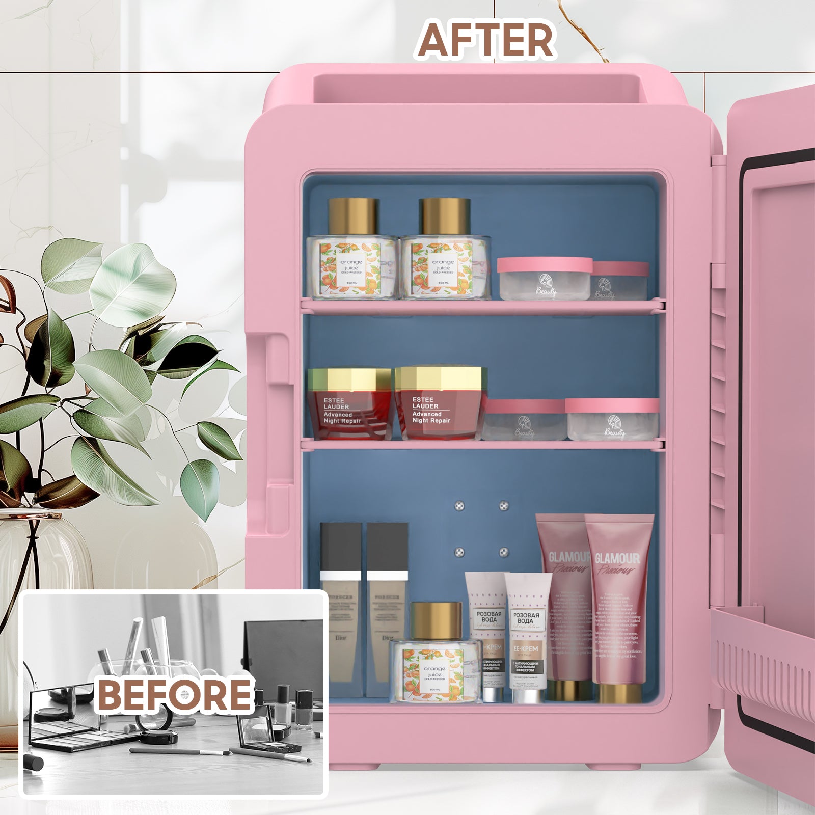 Advwin 12L Mini Fridge with LED Light Mirror