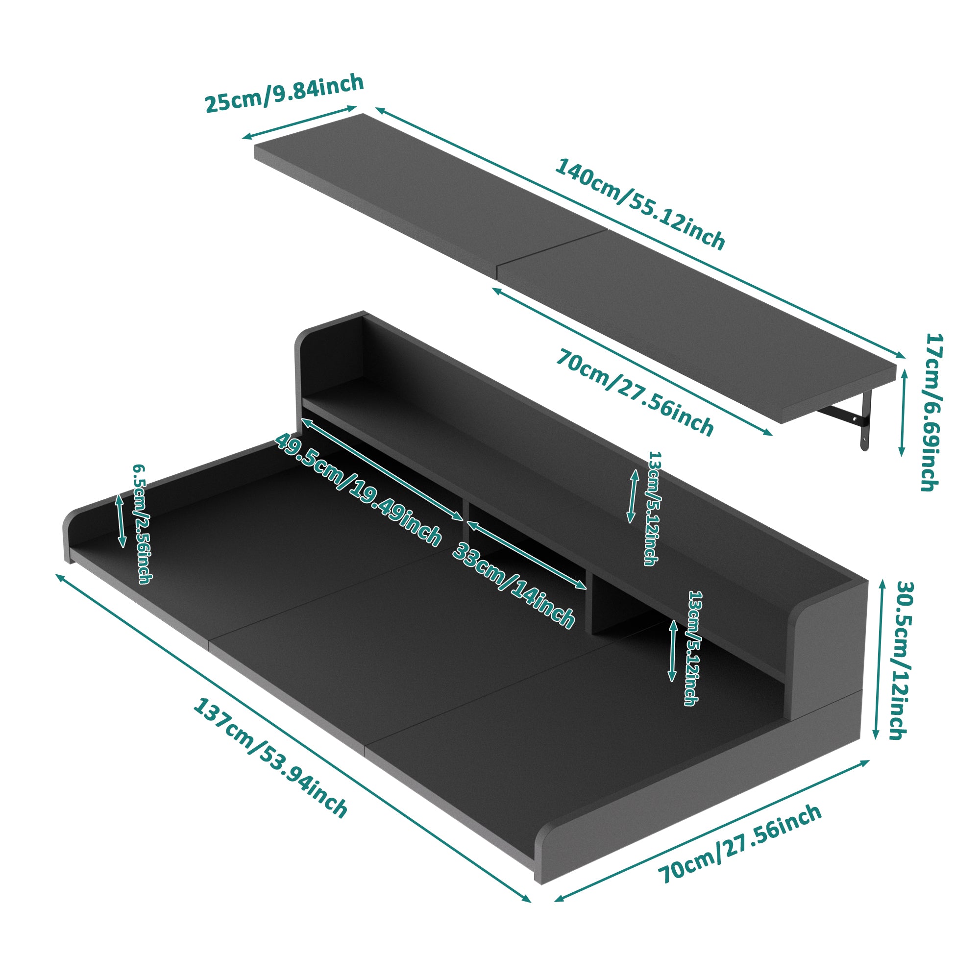 Advwin Washer Dryer Countertop 54" 2-Layer Shelves
