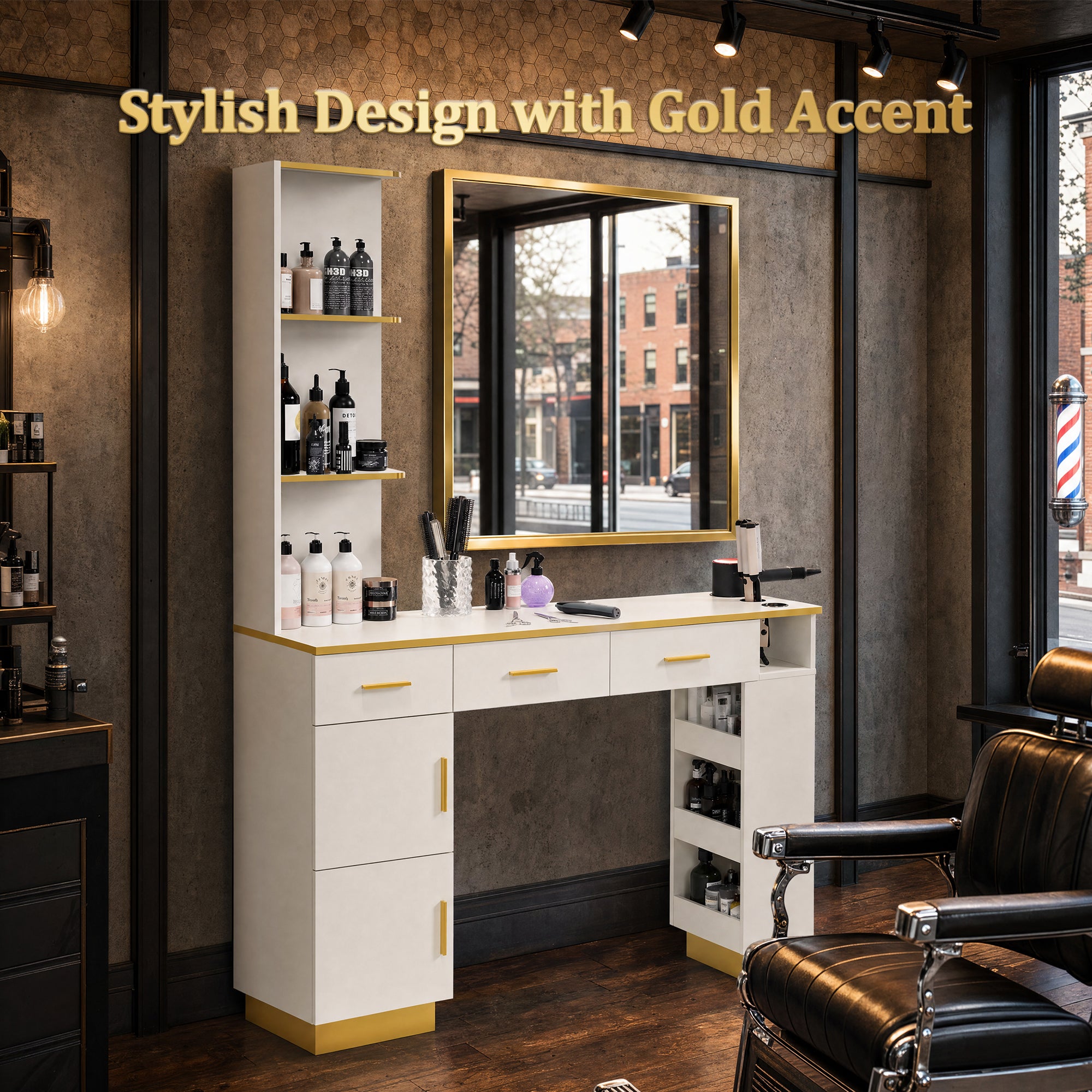 Advwin Professional Hair Salon Station w/Storage
