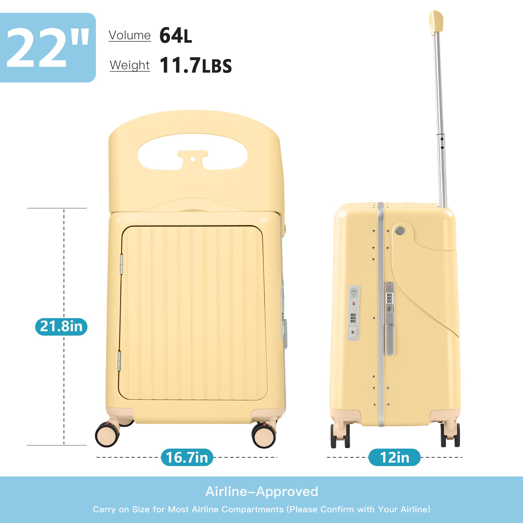 Advwin 22" Luggage with Foldable Child Seat