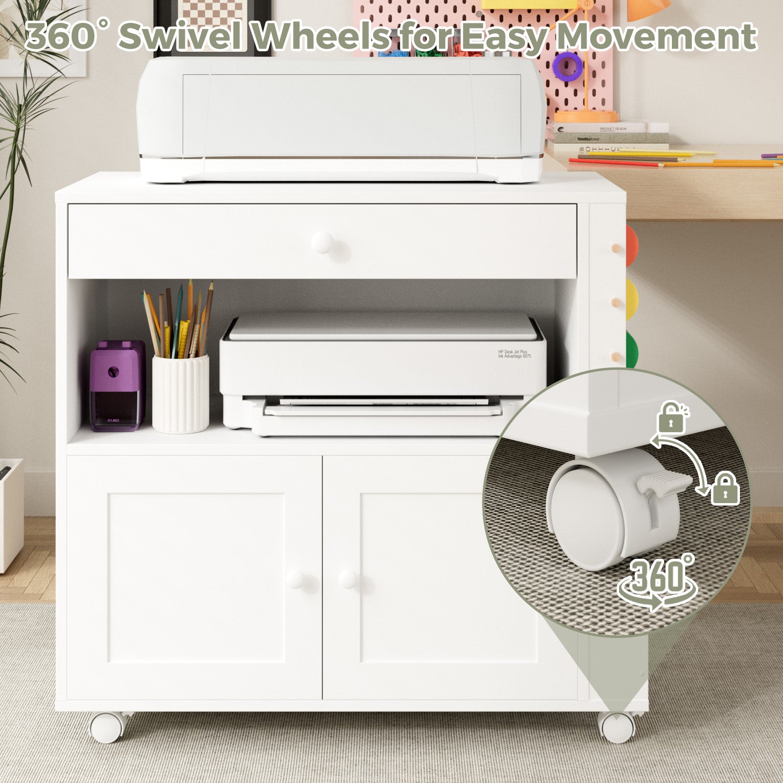 Advwin Storage Cabinet for Cricut Machine with Drawers