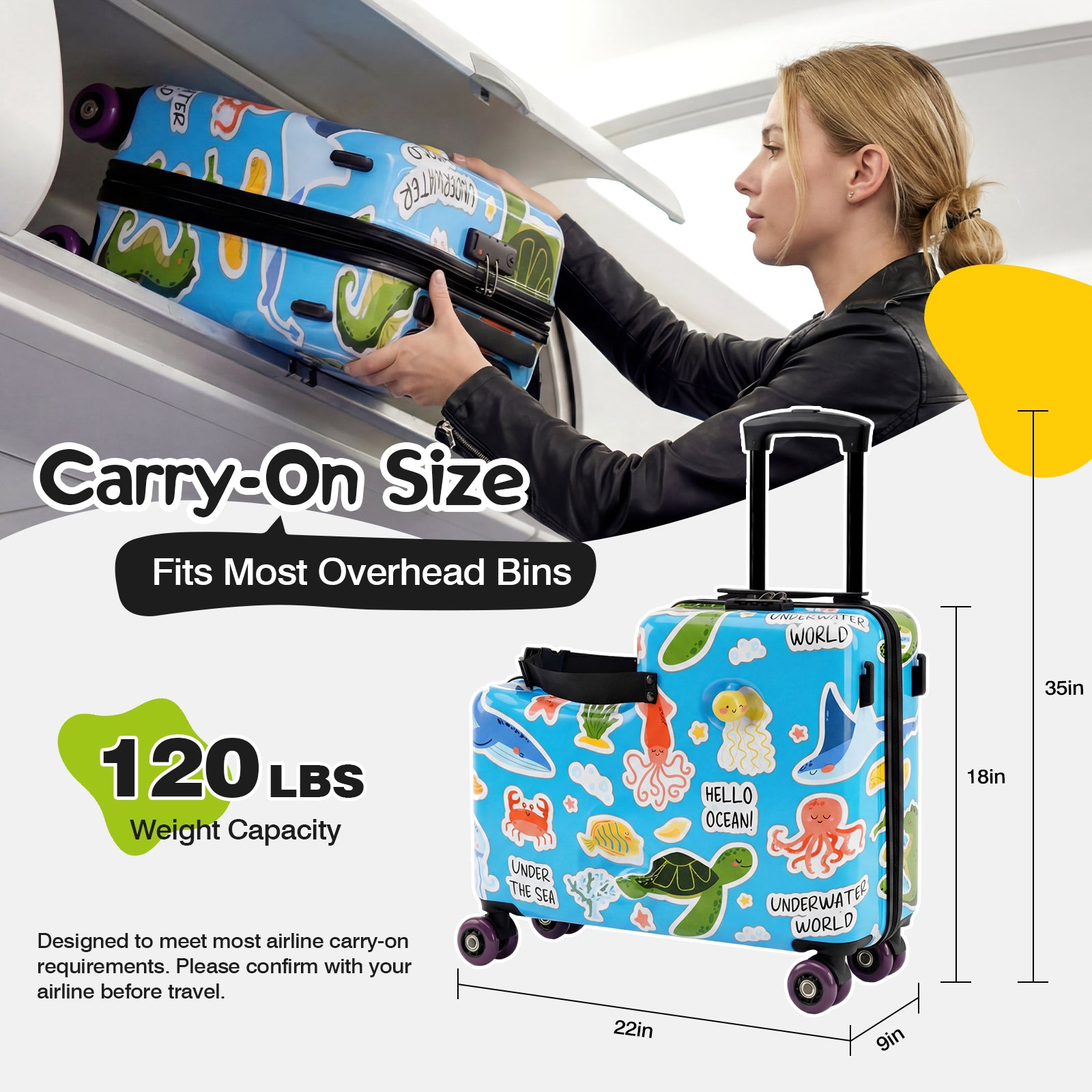 Advwin 20" Cute Pattern Ride-On Suitcase