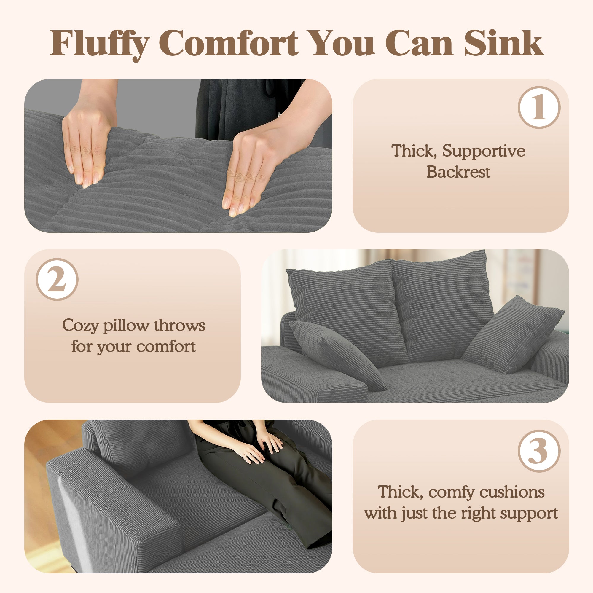 Advwin Chaise Lounge with Storage Ottoman Medium-Rib