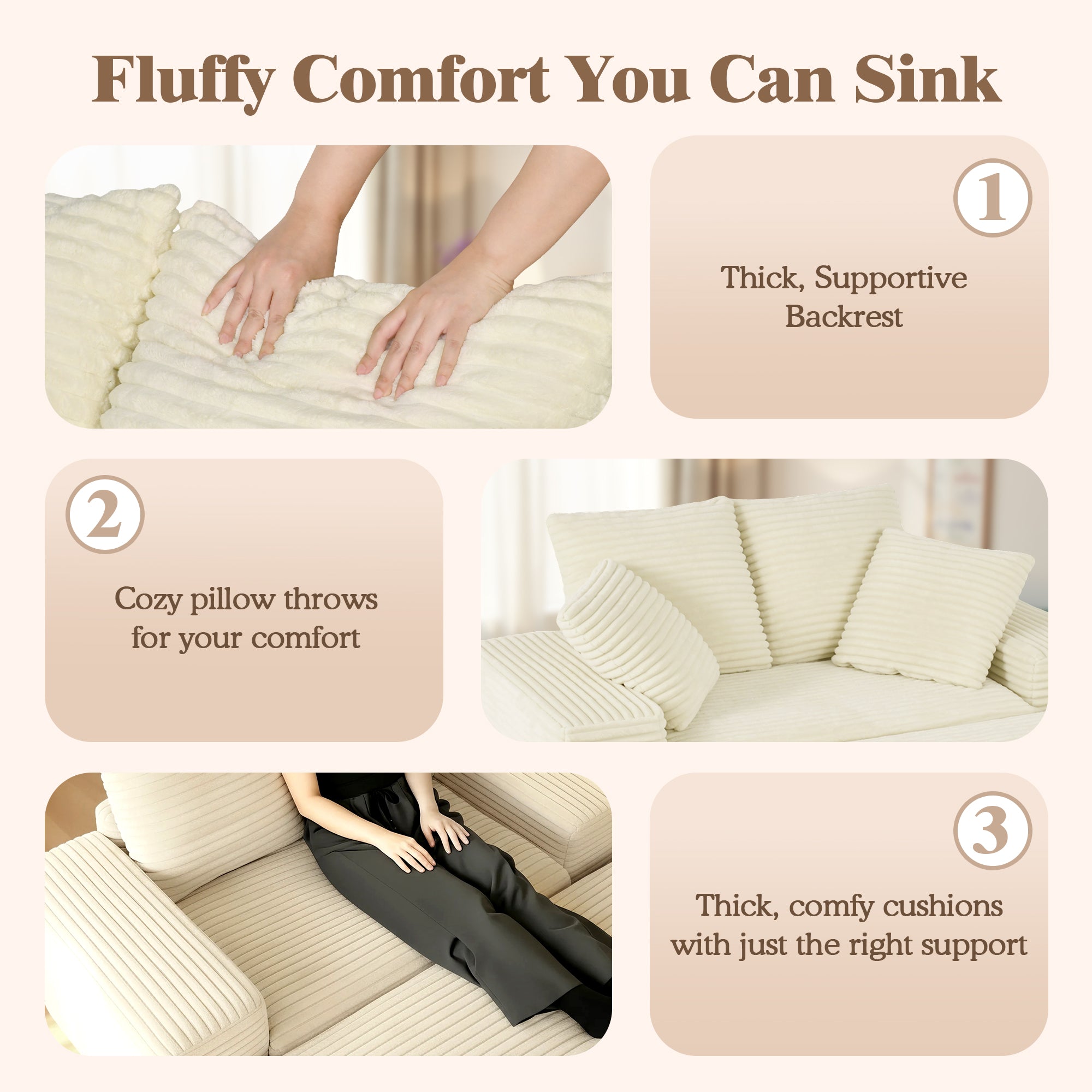 Advwin Chaise Lounge with Storage Ottoman Wide-Rib