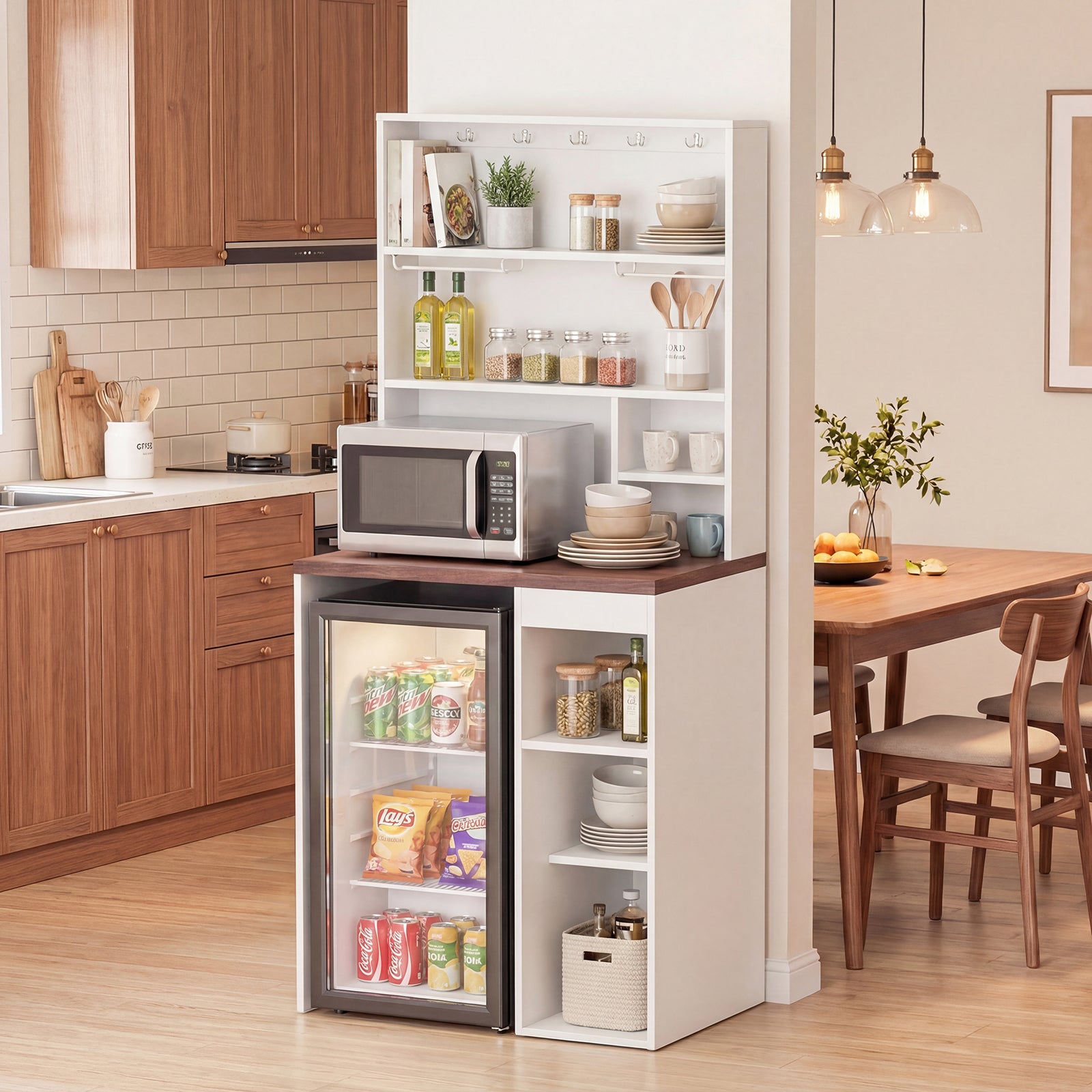 Advwin 8-Tier Tall Home Coffee Bar Cabinet
