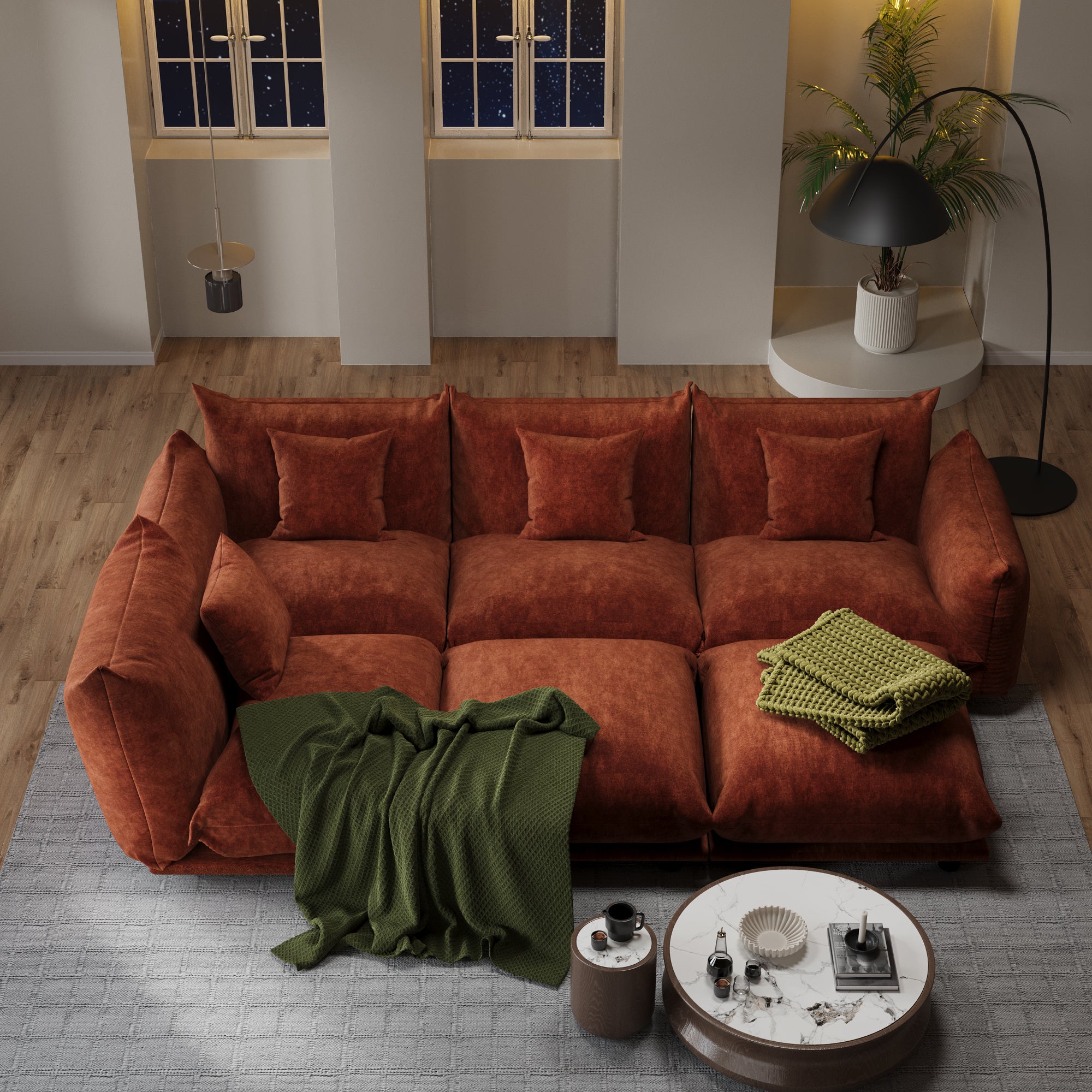Advwin Modern Minimalist Chenille Modular Sectional Sofa