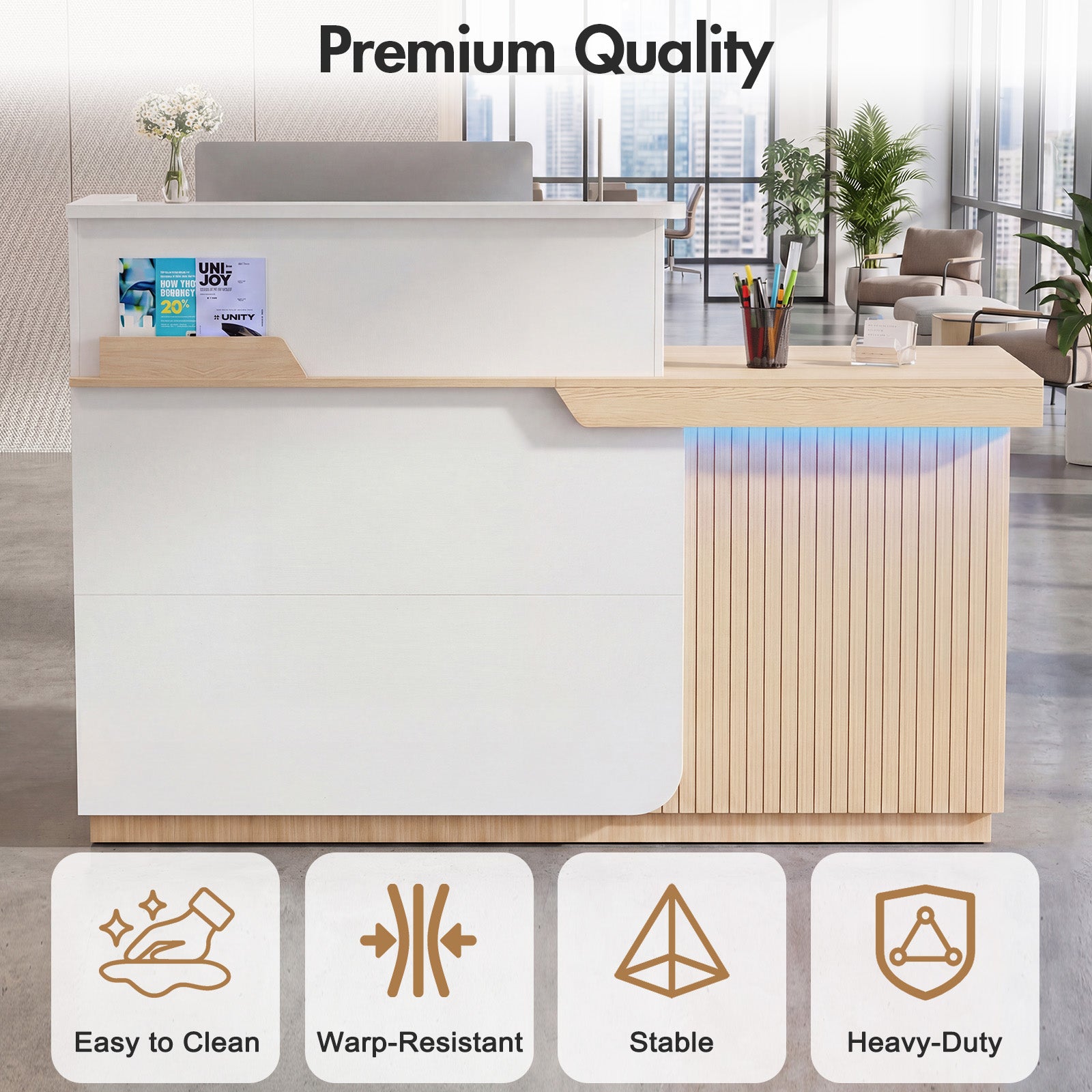 Advwin Modern Reception Desk with LED