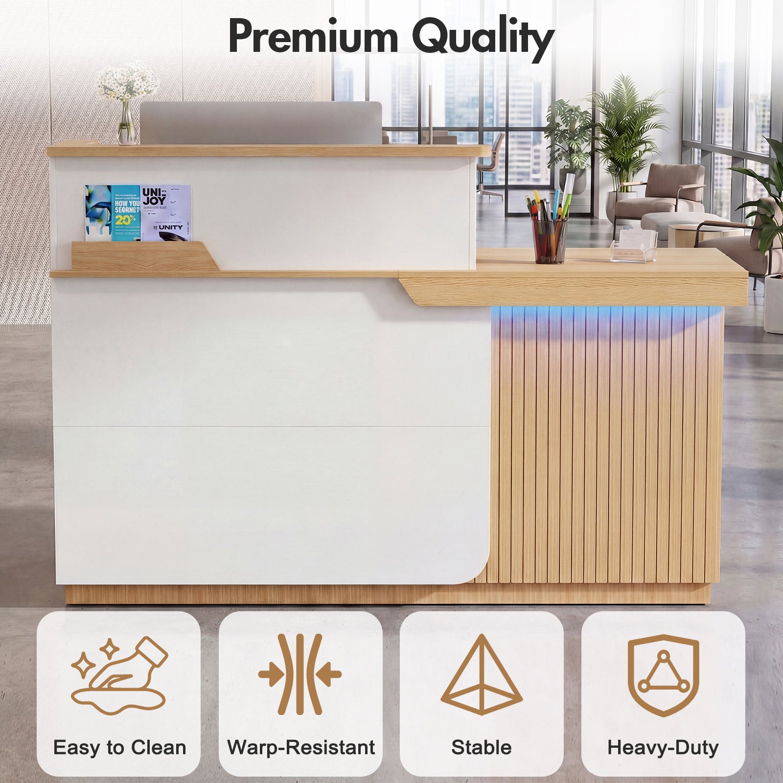 Advwin Modern Reception Desk with LED