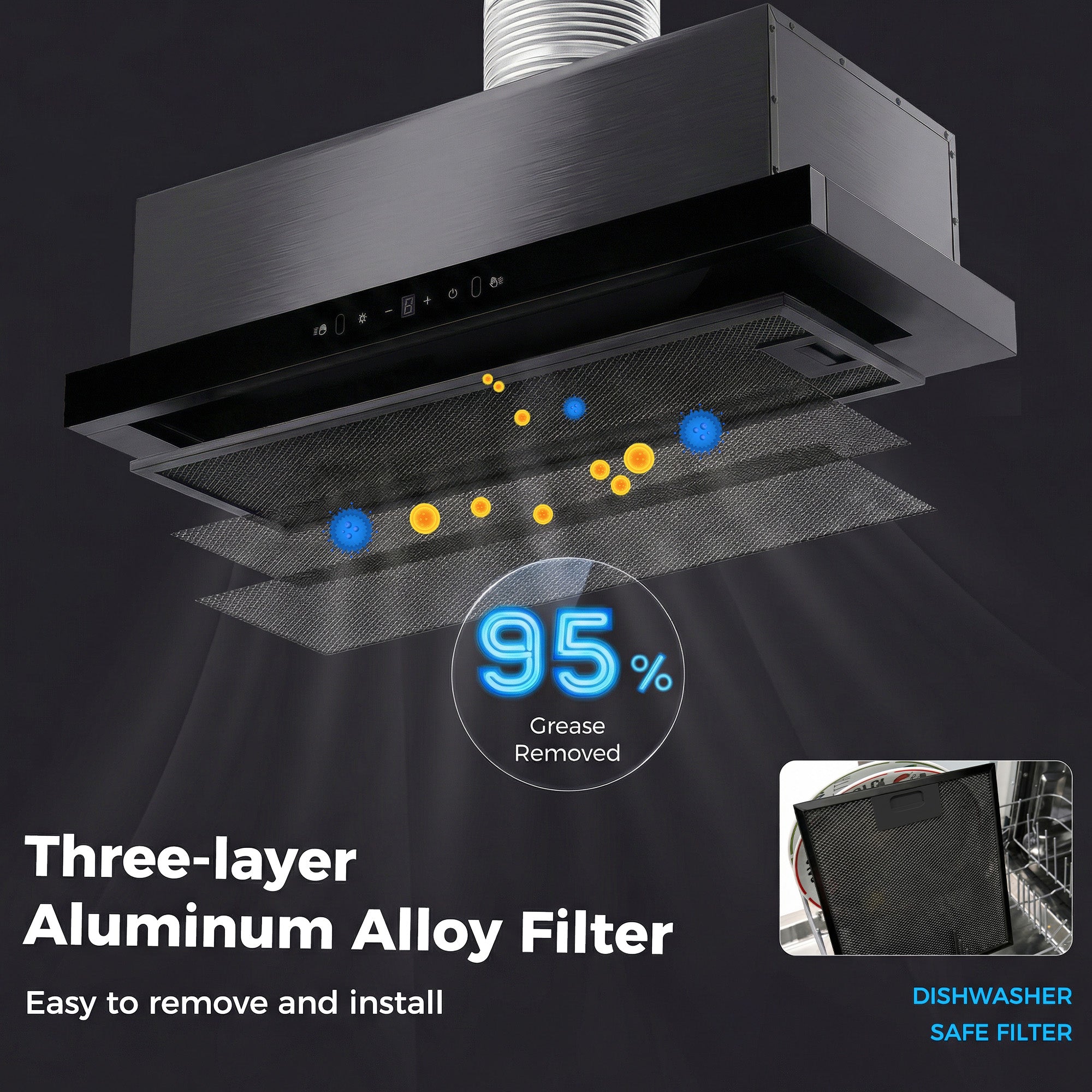 Advwin 30 Inch Range Hood w/ Hidden Pull-out Panel
