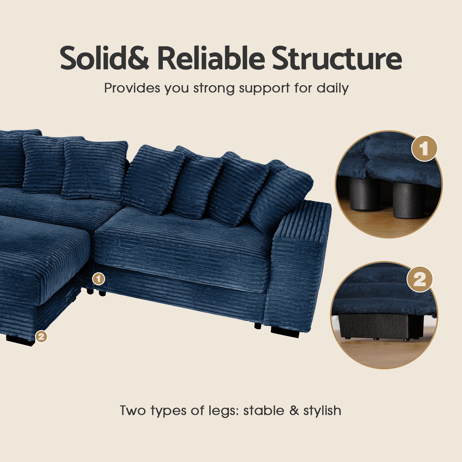 Advwin Oversized L Shape Sofa With Chaise