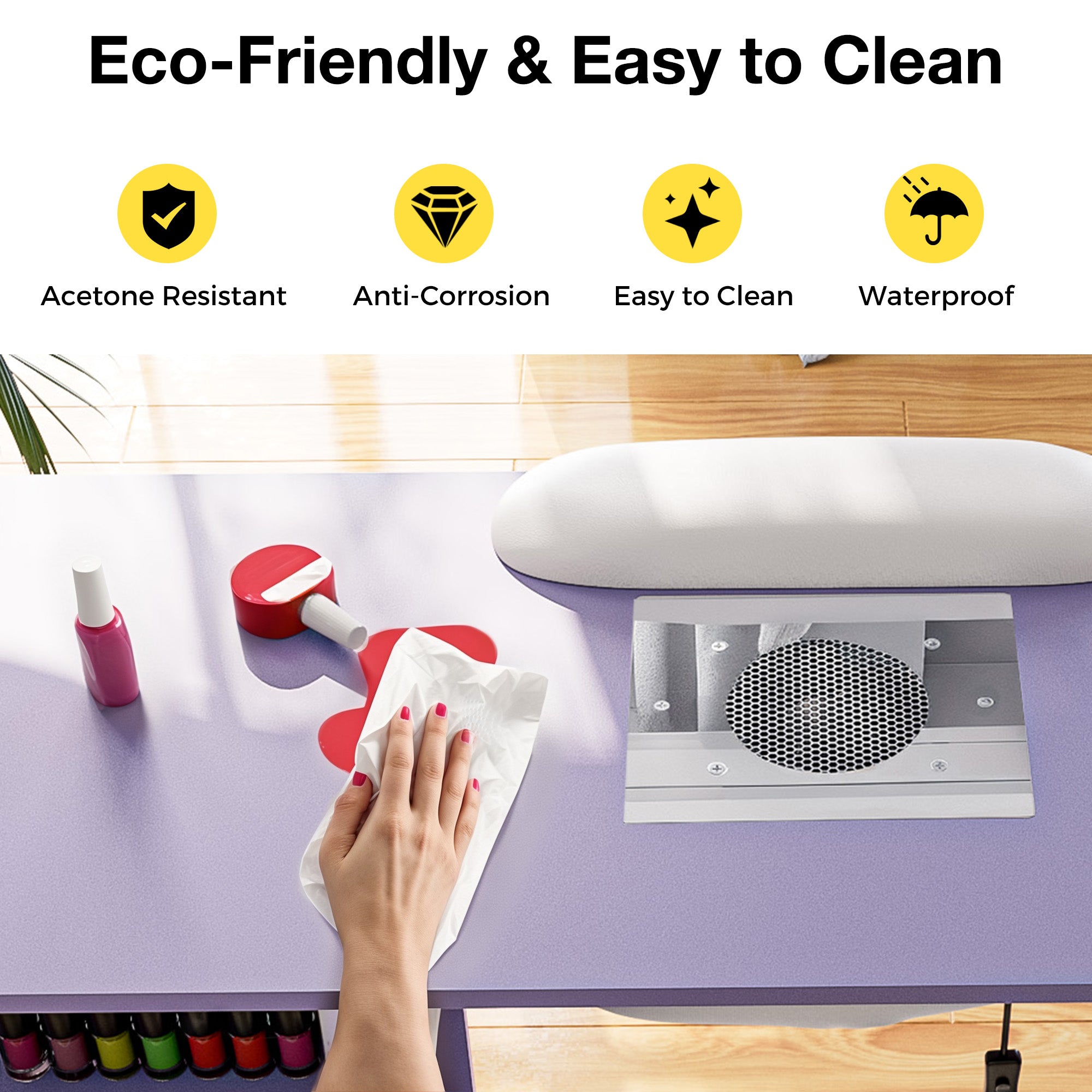 Advwin Nail Table w/ Dust Collector & Wrist Rest