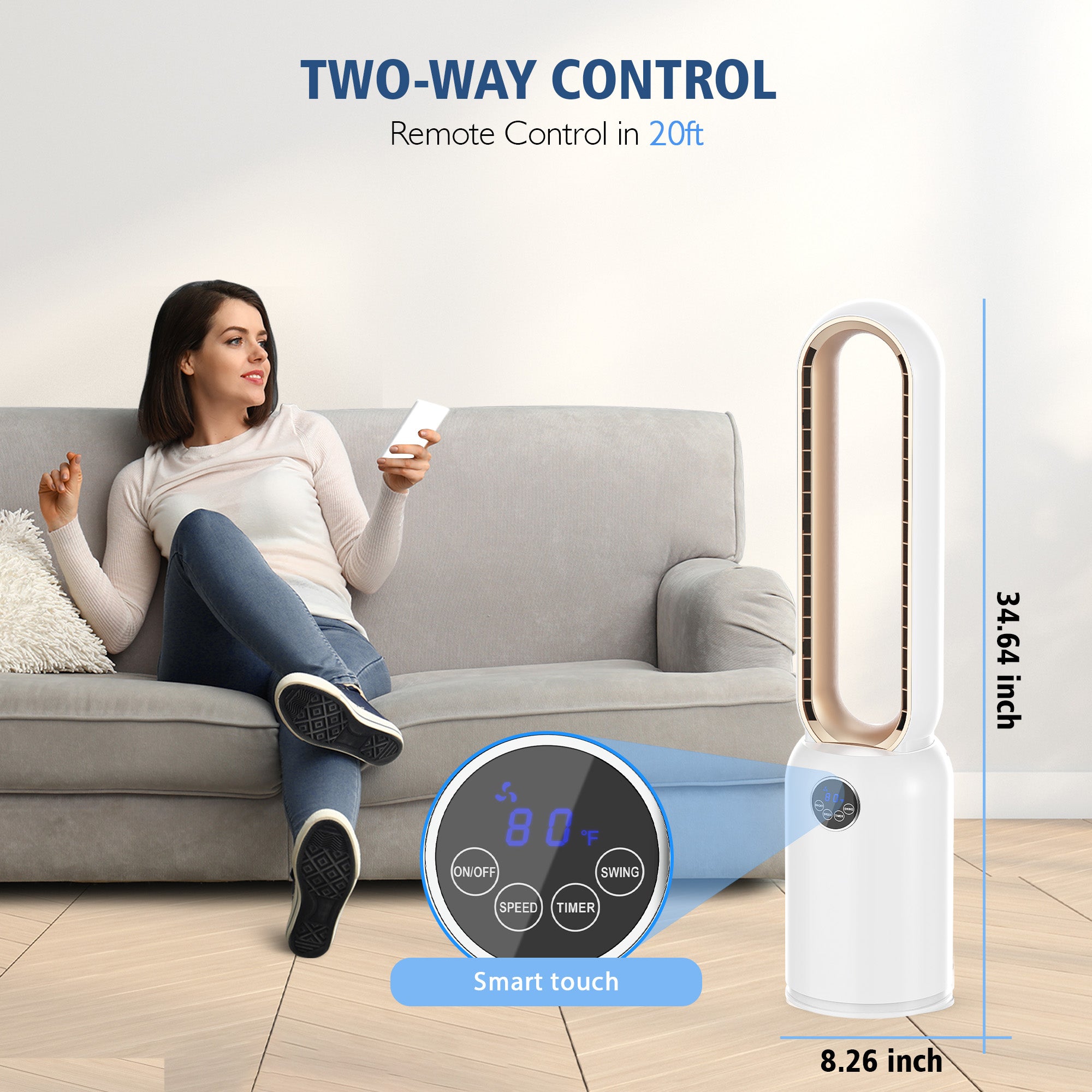 Advwin Upgrated Portable Bladeless Tower Fan