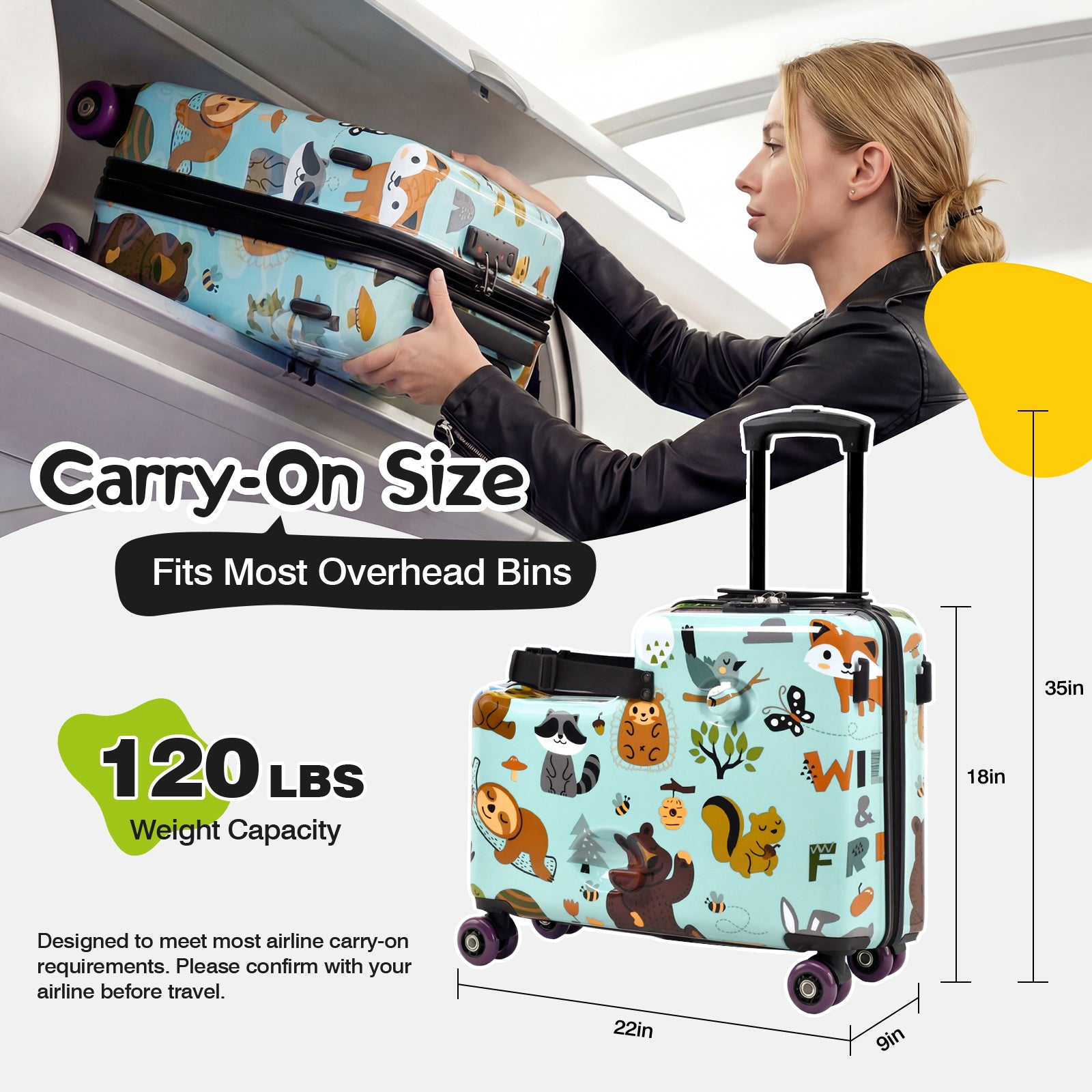 Advwin 20" Cute Pattern Ride-On Suitcase