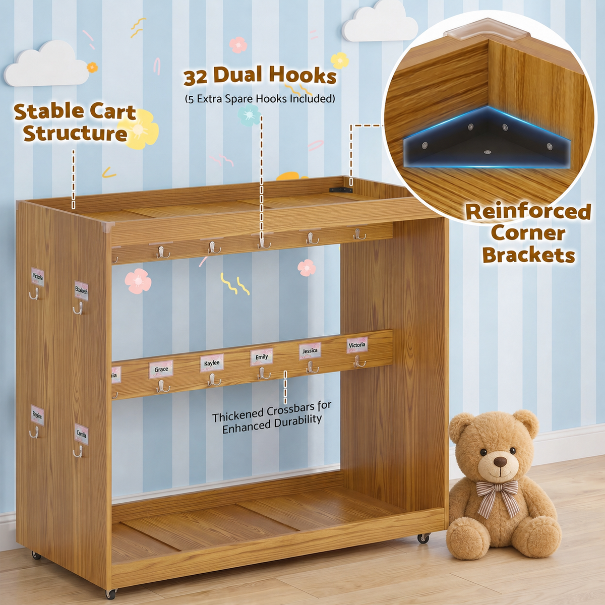 Advwin Rolling Classroom Backpack Cart