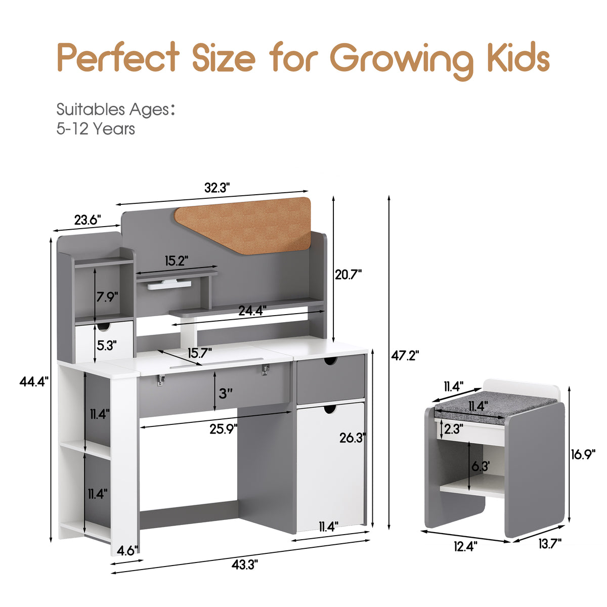 Advwin Multifunctional Kids Desk and Chair Set