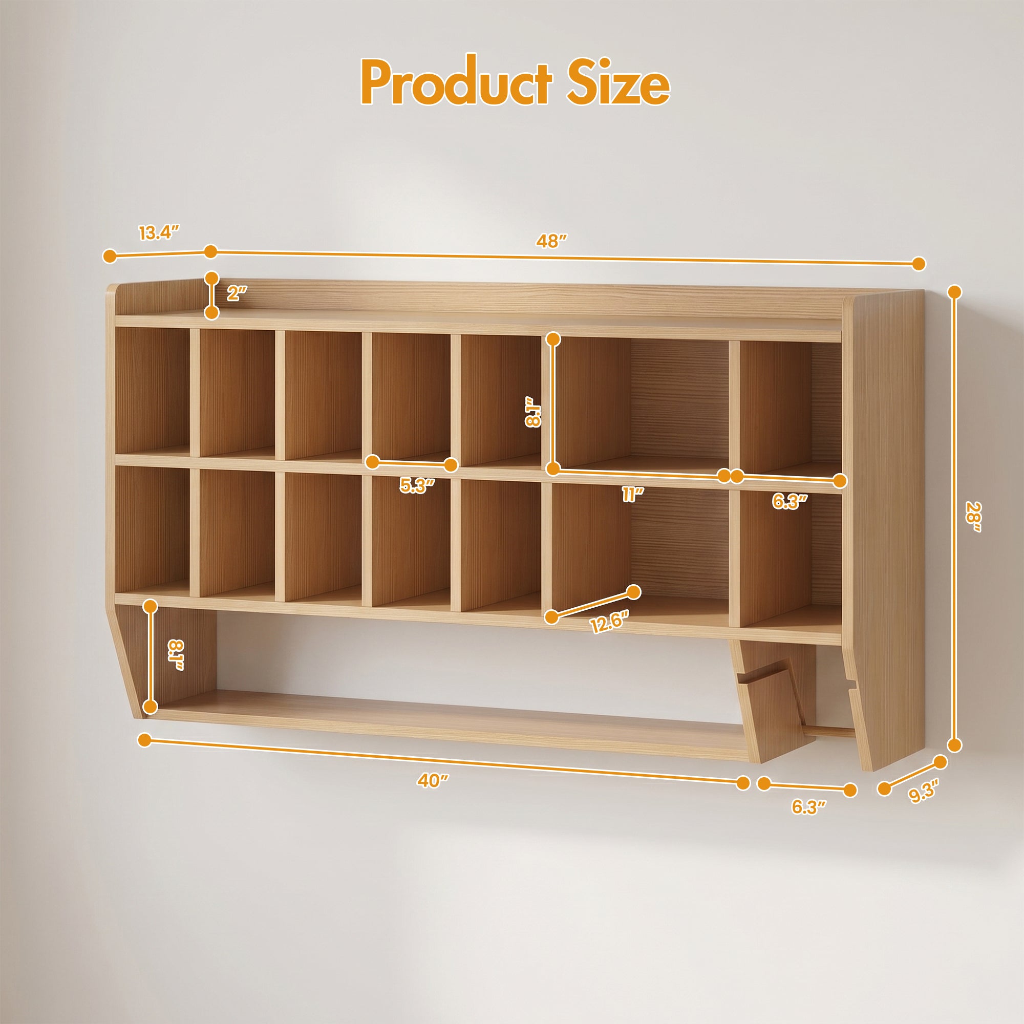 Advwin Wall-Mount Diaper Organizer w/ Adjustable Cubbies