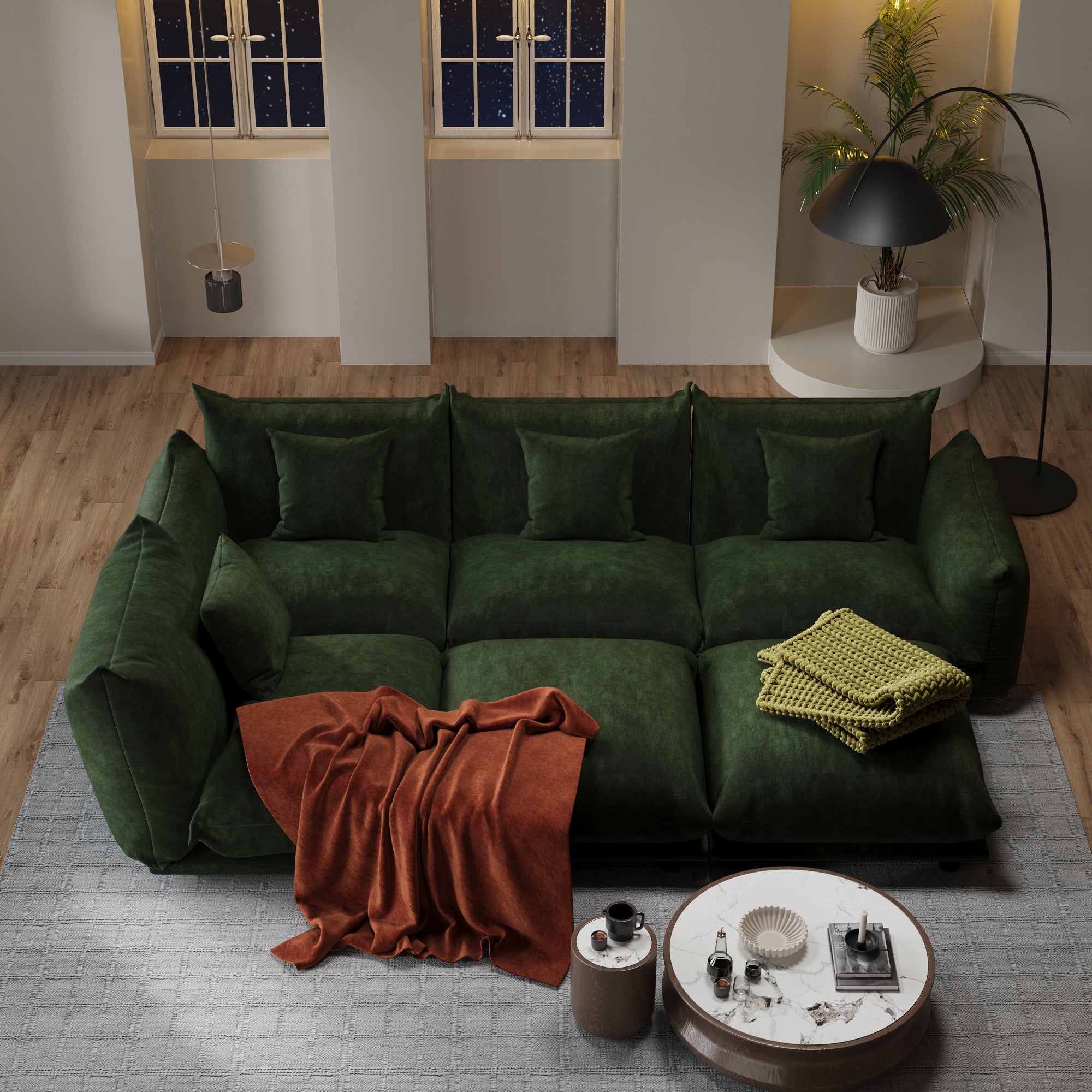 Advwin Modern Minimalist Chenille Modular Sectional Sofa