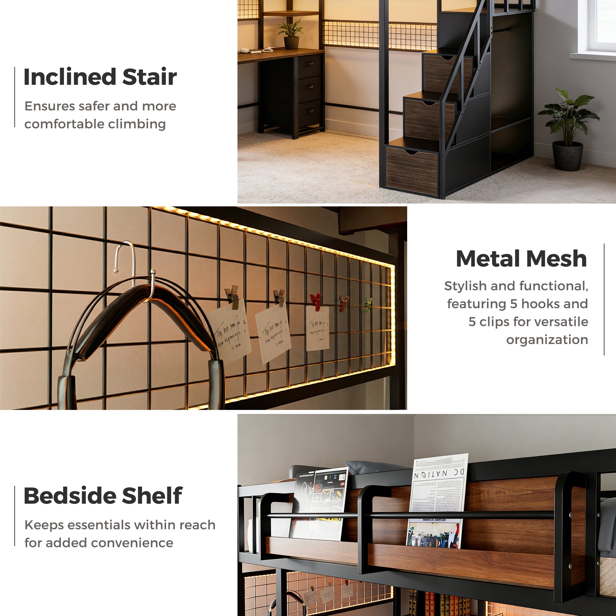 Advwin Loft Bed with Desk and Stairs (Low Stock)