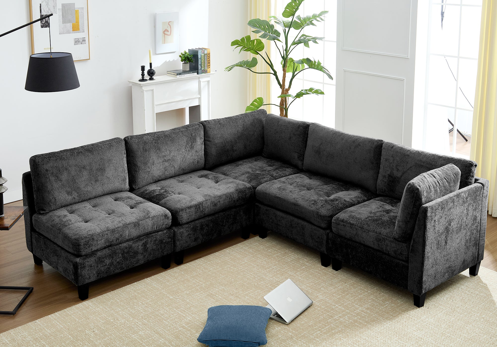 Advwin Oversized Sectional Sofa with Storage Ottoman