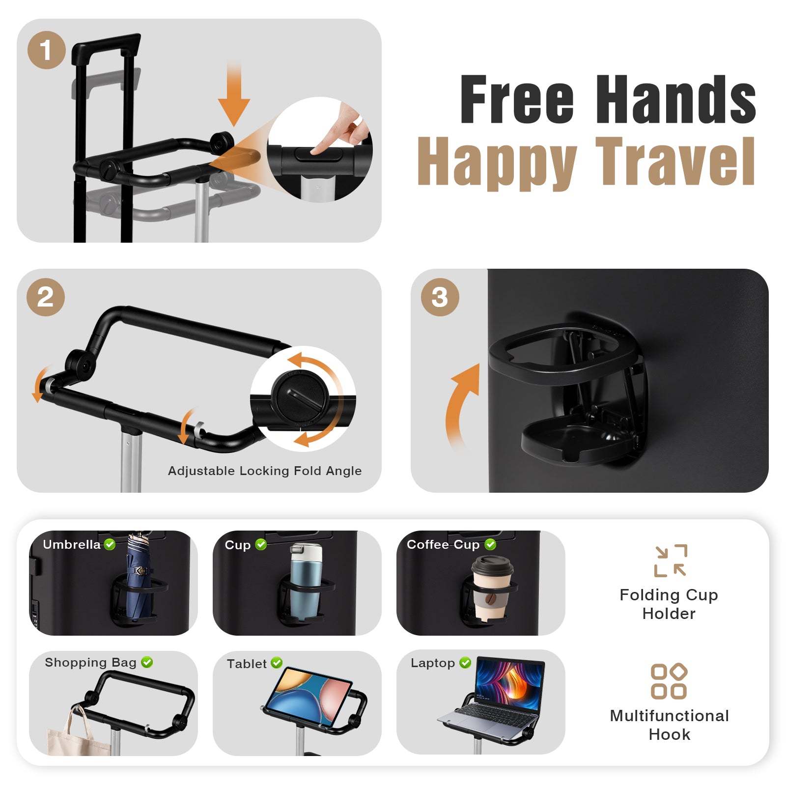 Advwin 20" Ride On Luggage with Adjustable Seat