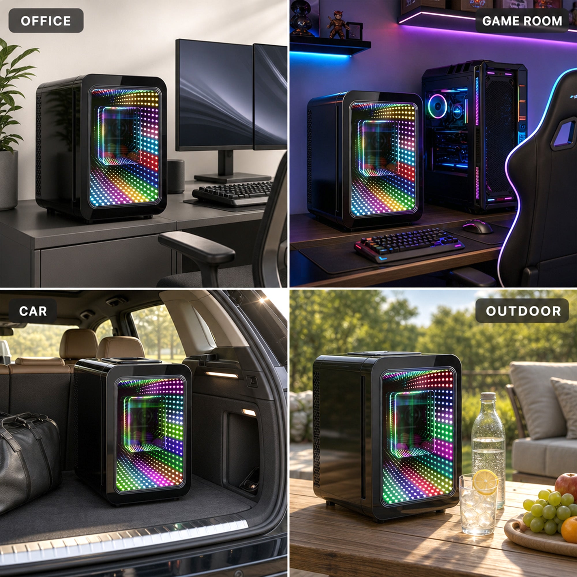 Advwin Mini Fridge with Dimmable Gaming Light