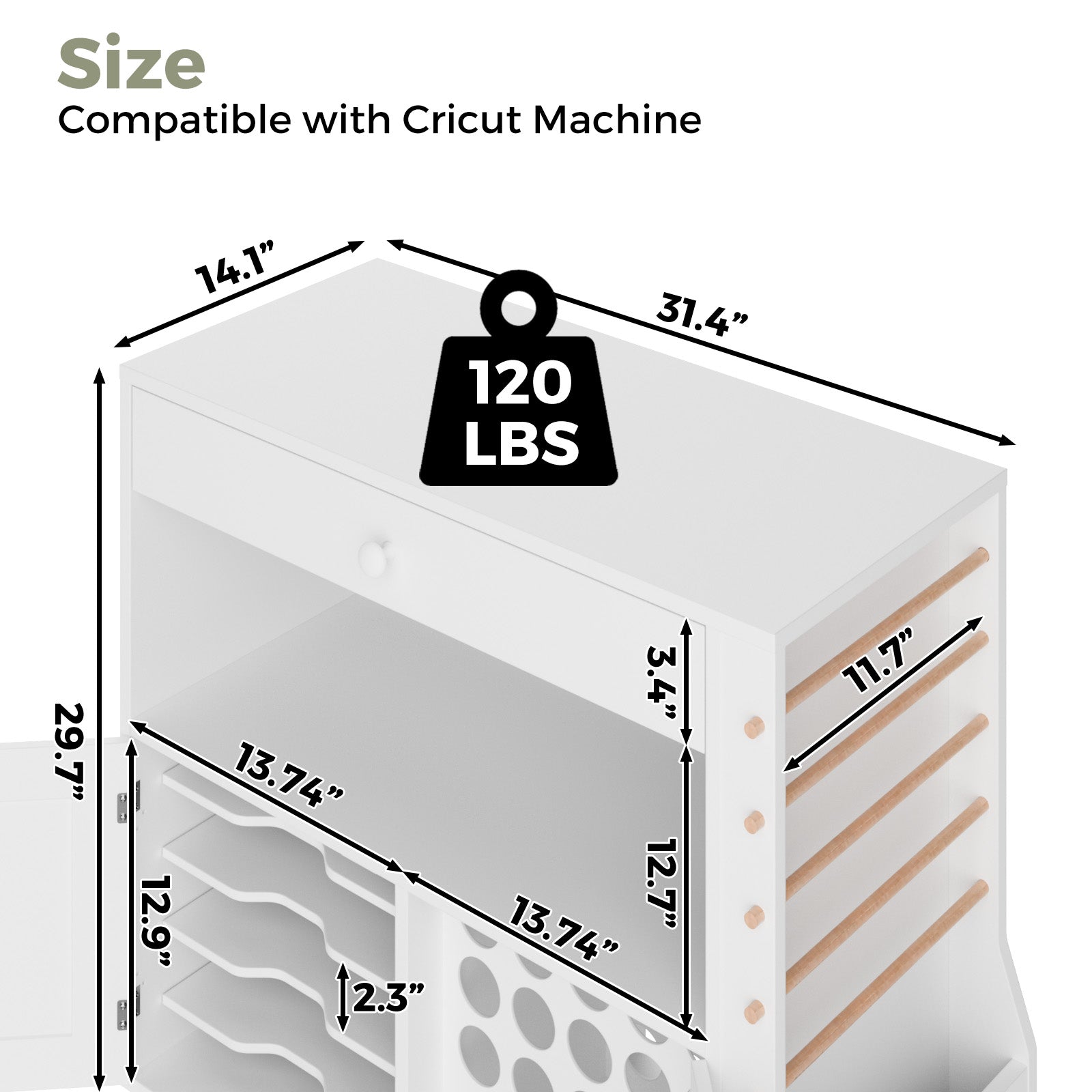 Advwin Storage Cabinet for Cricut Machine with Drawers