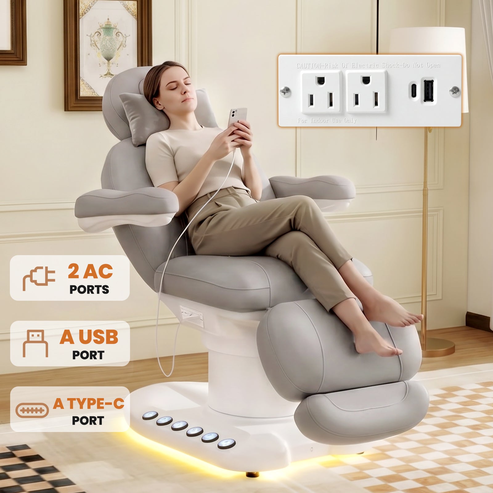 Advwin Fully Electric Massage Table with 3 Motors