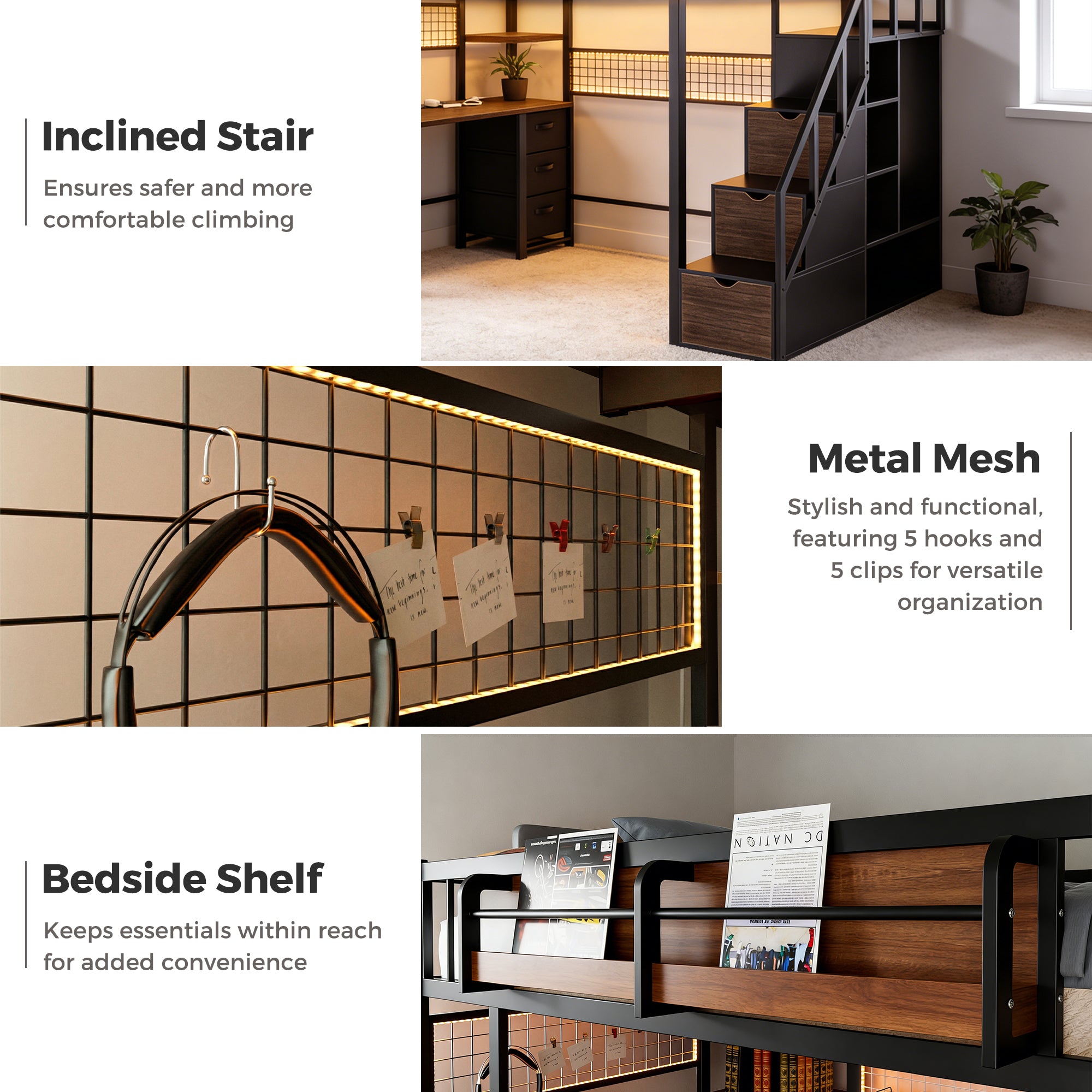 Advwin Loft Bed with Desk and Stairs (Low Stock)