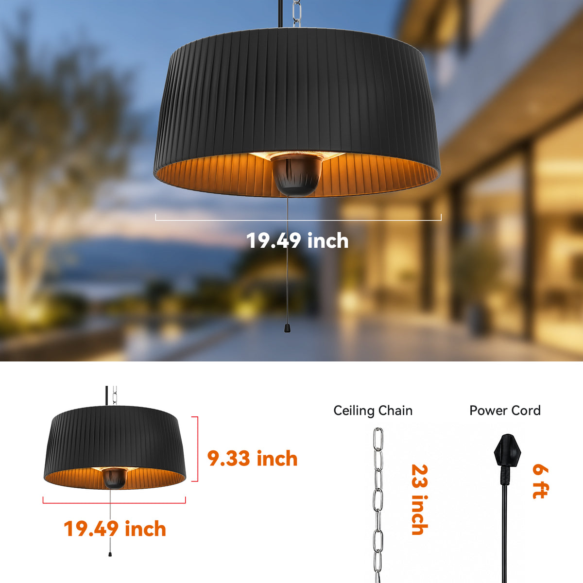 Advwin 1800W Outdoor Hanging Patio Heater