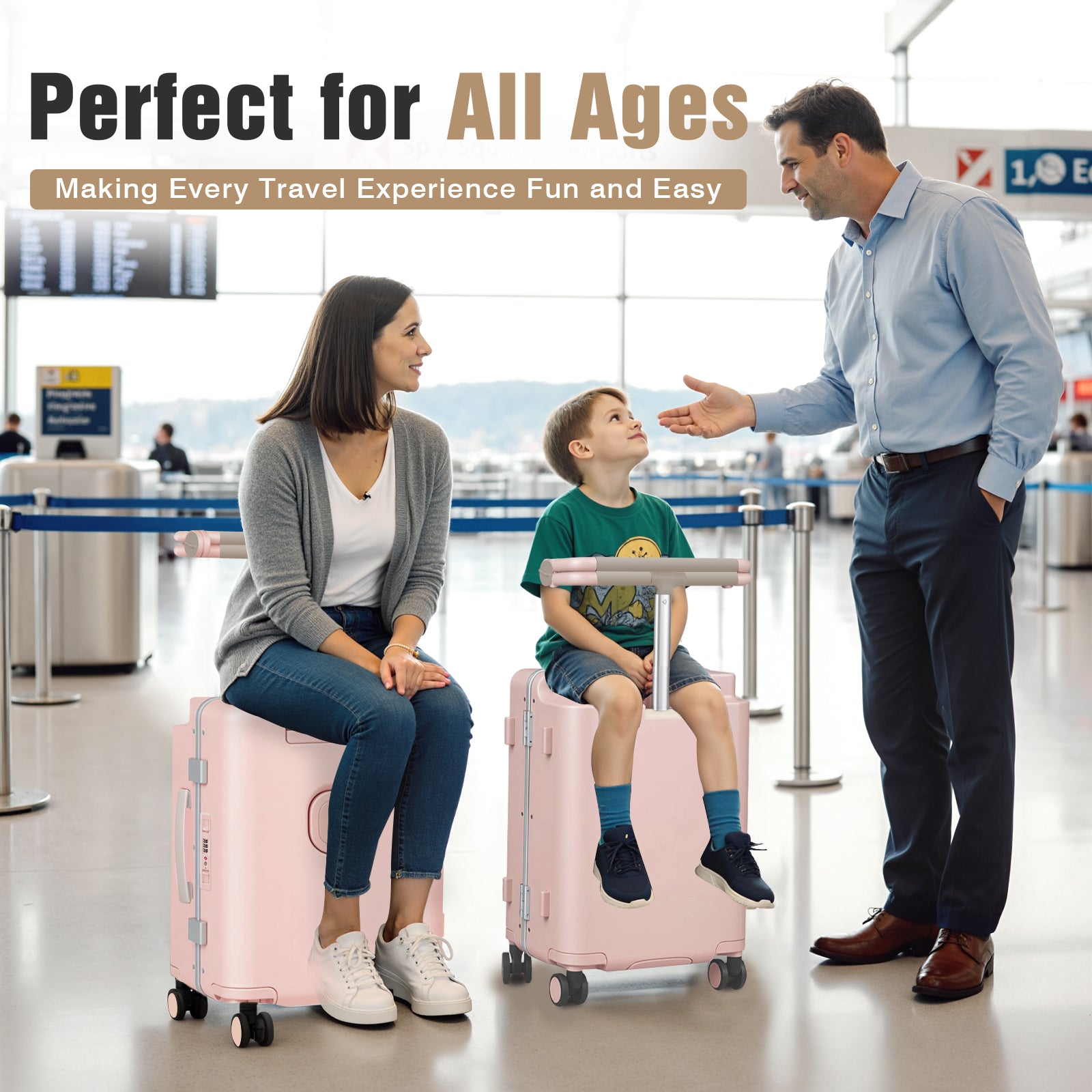 Advwin 20" Ride On Luggage with Adjustable Seat