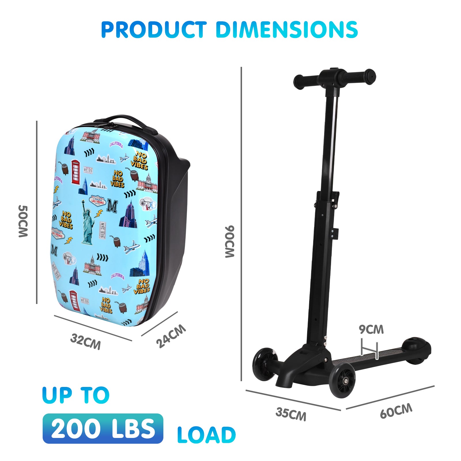 Advwin 4-in-1 Detachable Scooter Suitcase for Kids
