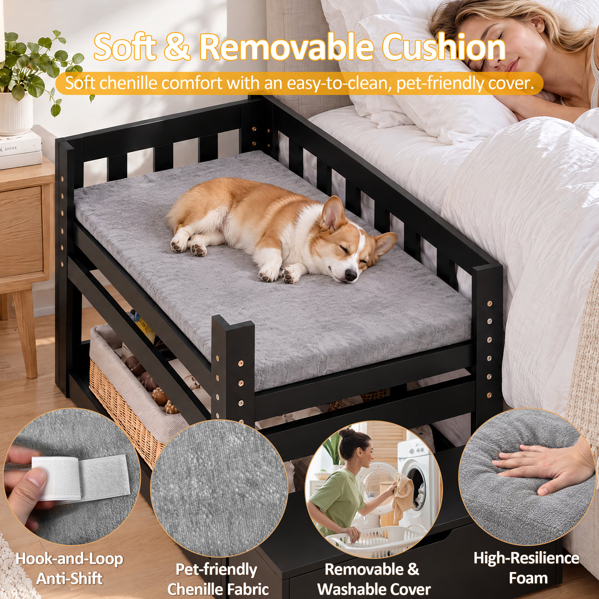 Advwin Adjustable Pet Bunk Bed w/ Stairs & Storage